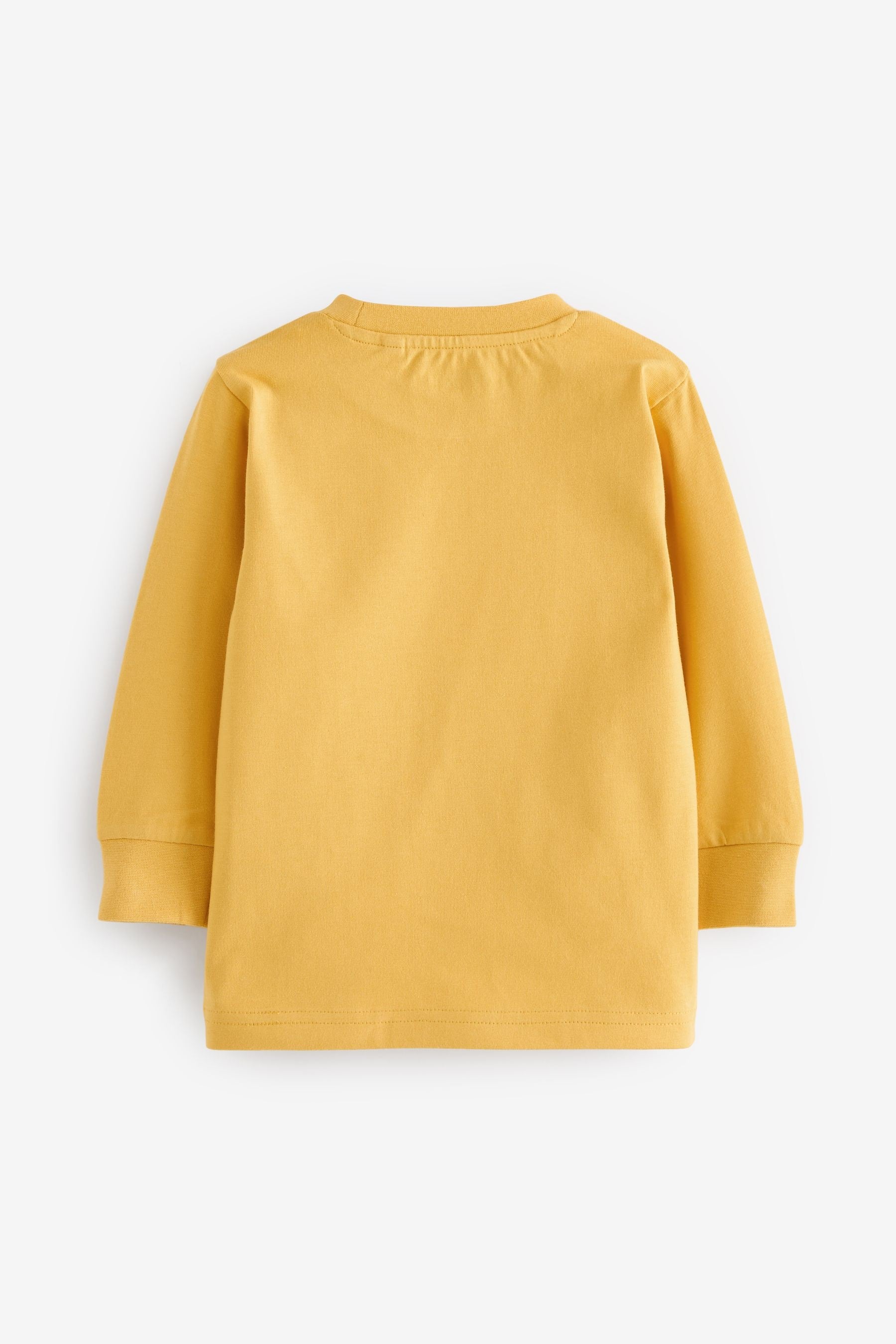 Ochre Yellow Train 100% Cotton Long Sleeve Transport T-Shirt (3mths-7yrs)