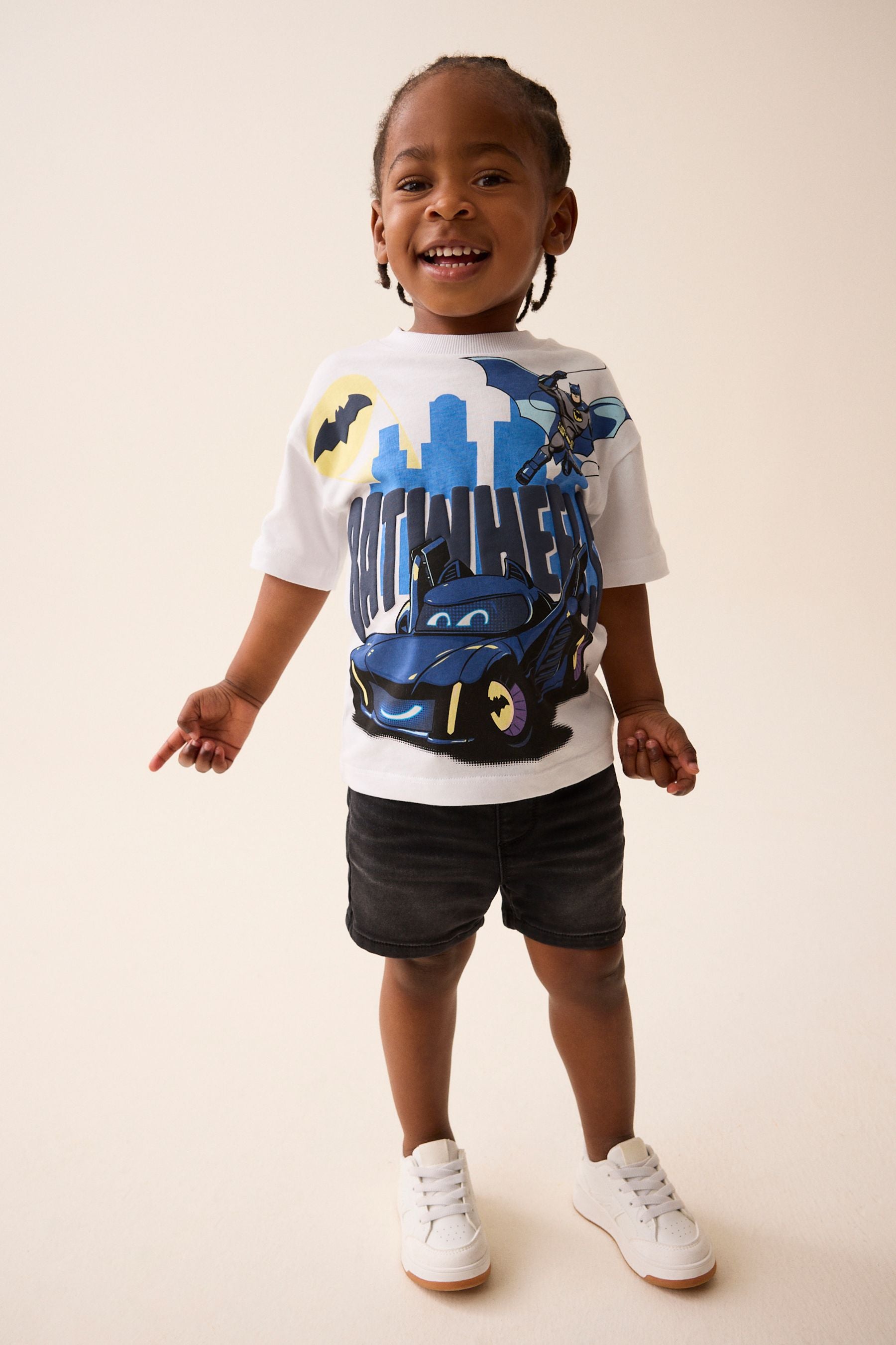 White Batwheels Short Sleeve T-Shirt (3mths-8yrs)