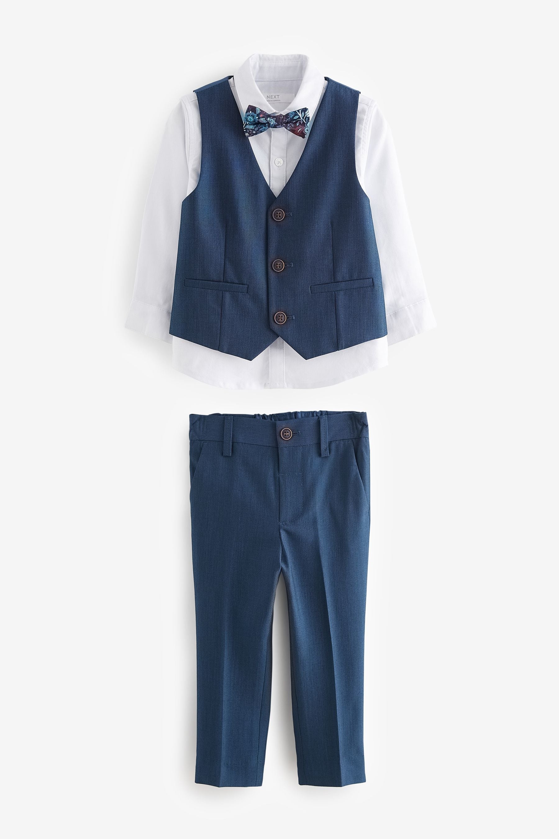 Blue Waistcoat, Shirt, Trousers & Bowtie Set (3mths-9yrs)