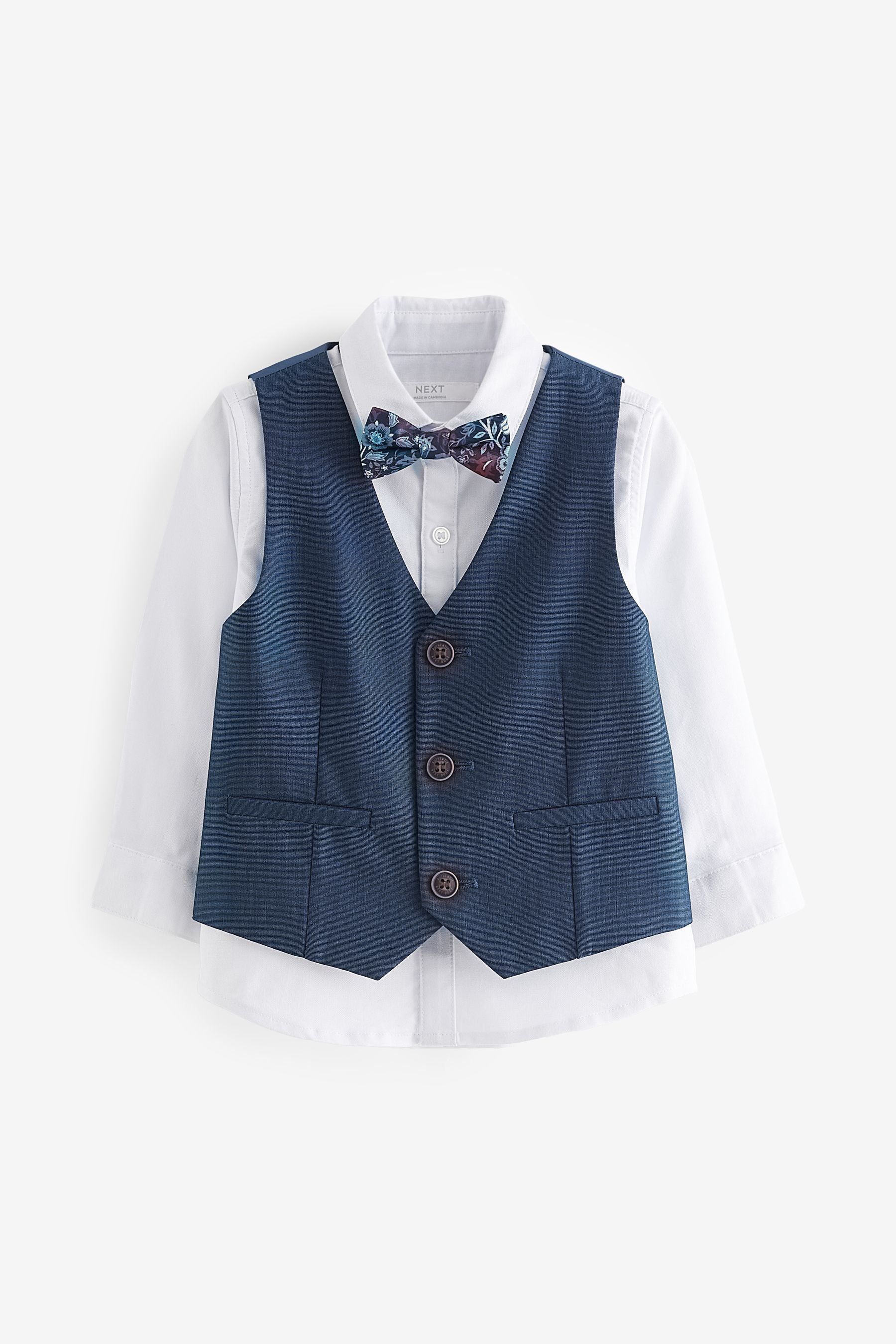 Blue Waistcoat, Shirt & Bowtie Set (3mths-9yrs)