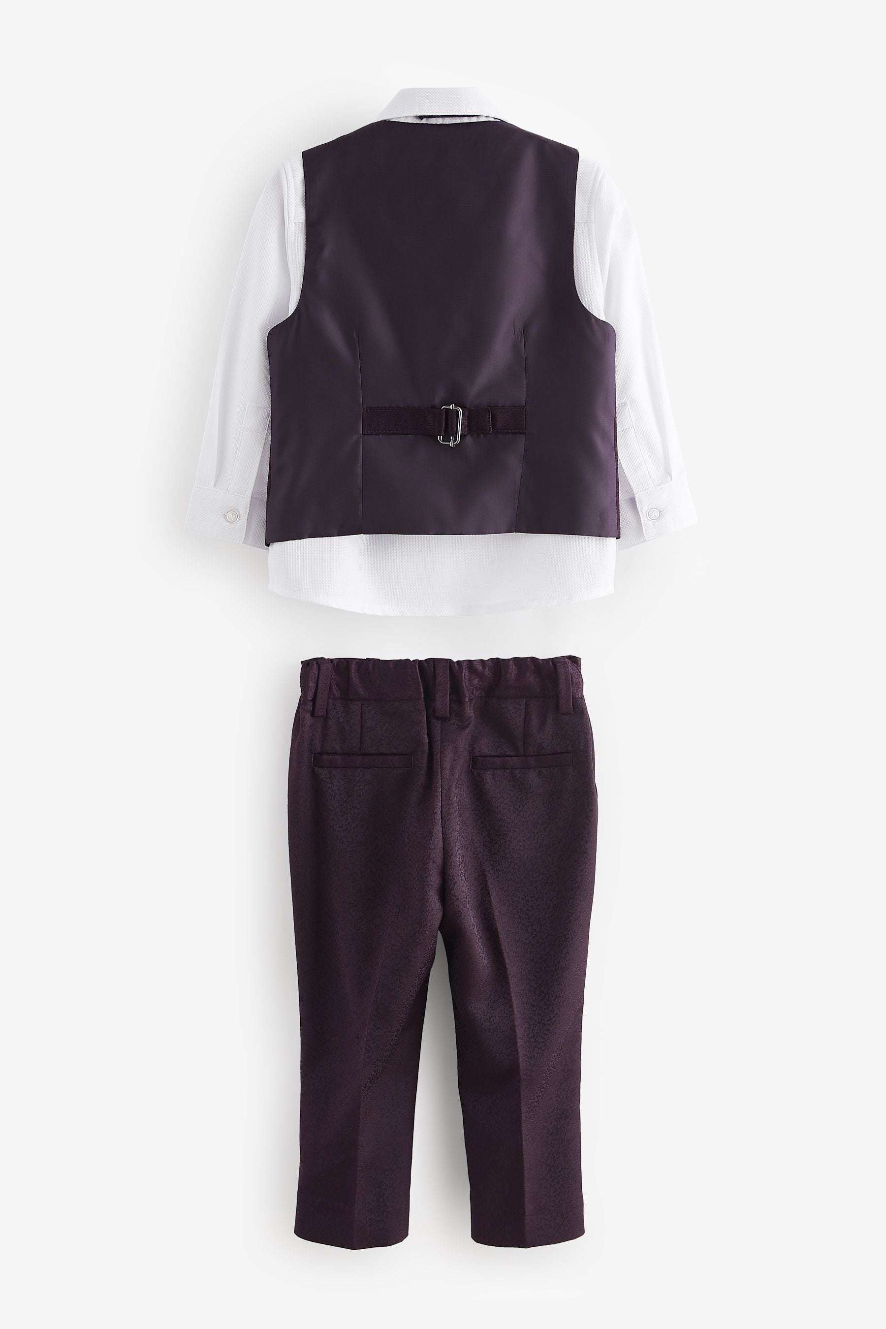 Plum Purple Waistcoat, Shirt, Trousers & Bowtie Set (3mths-9yrs)