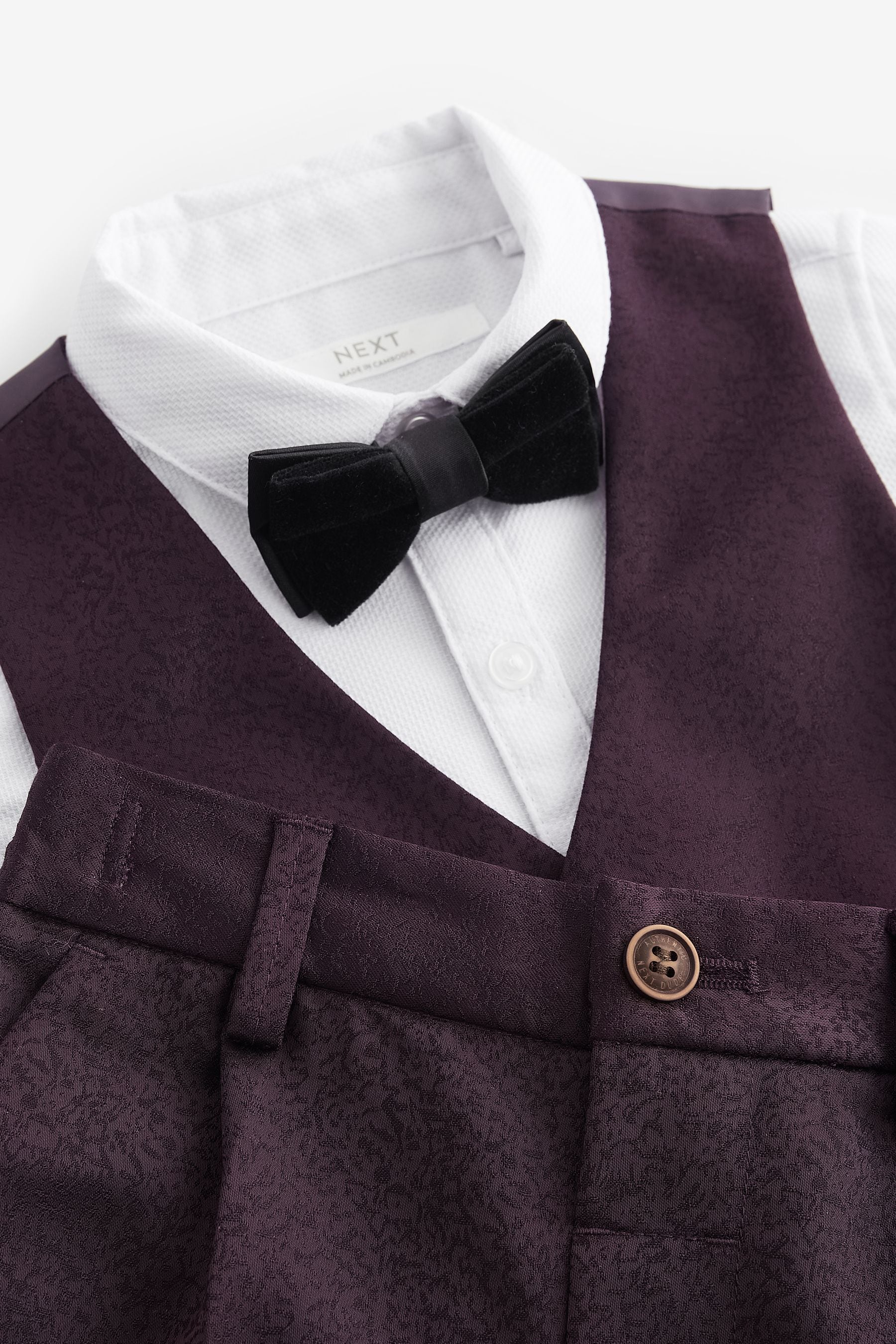 Plum Purple Waistcoat, Shirt, Trousers & Bowtie Set (3mths-9yrs)