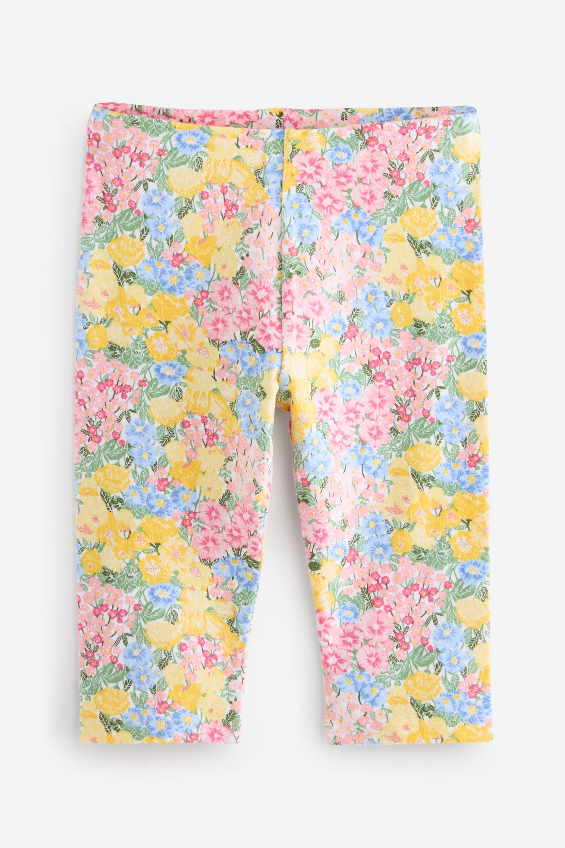 Pink/ Yellow Floral Print Cropped Leggings (3-16yrs)