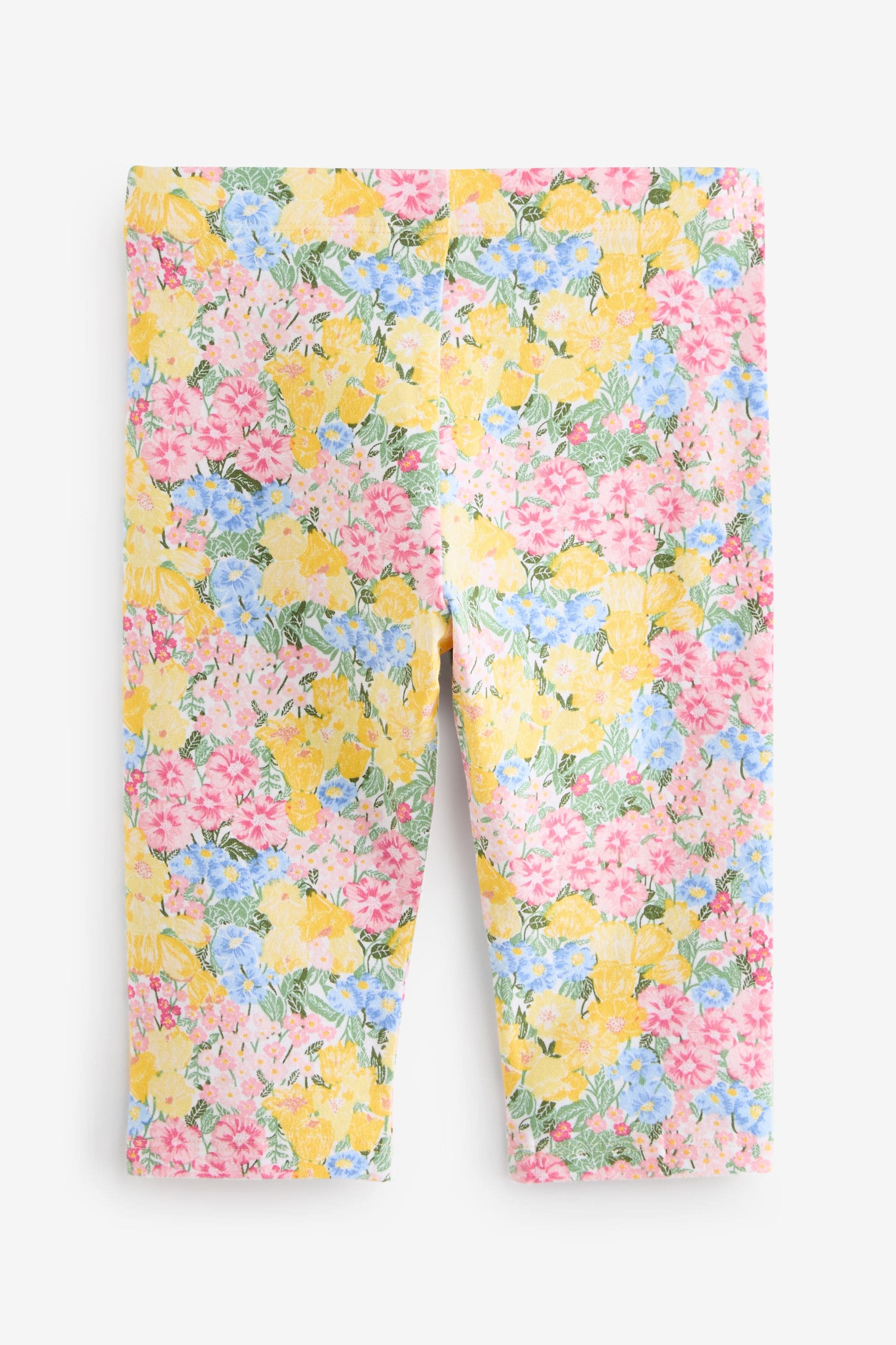 Pink/ Yellow Floral Print Cropped Leggings (3-16yrs)