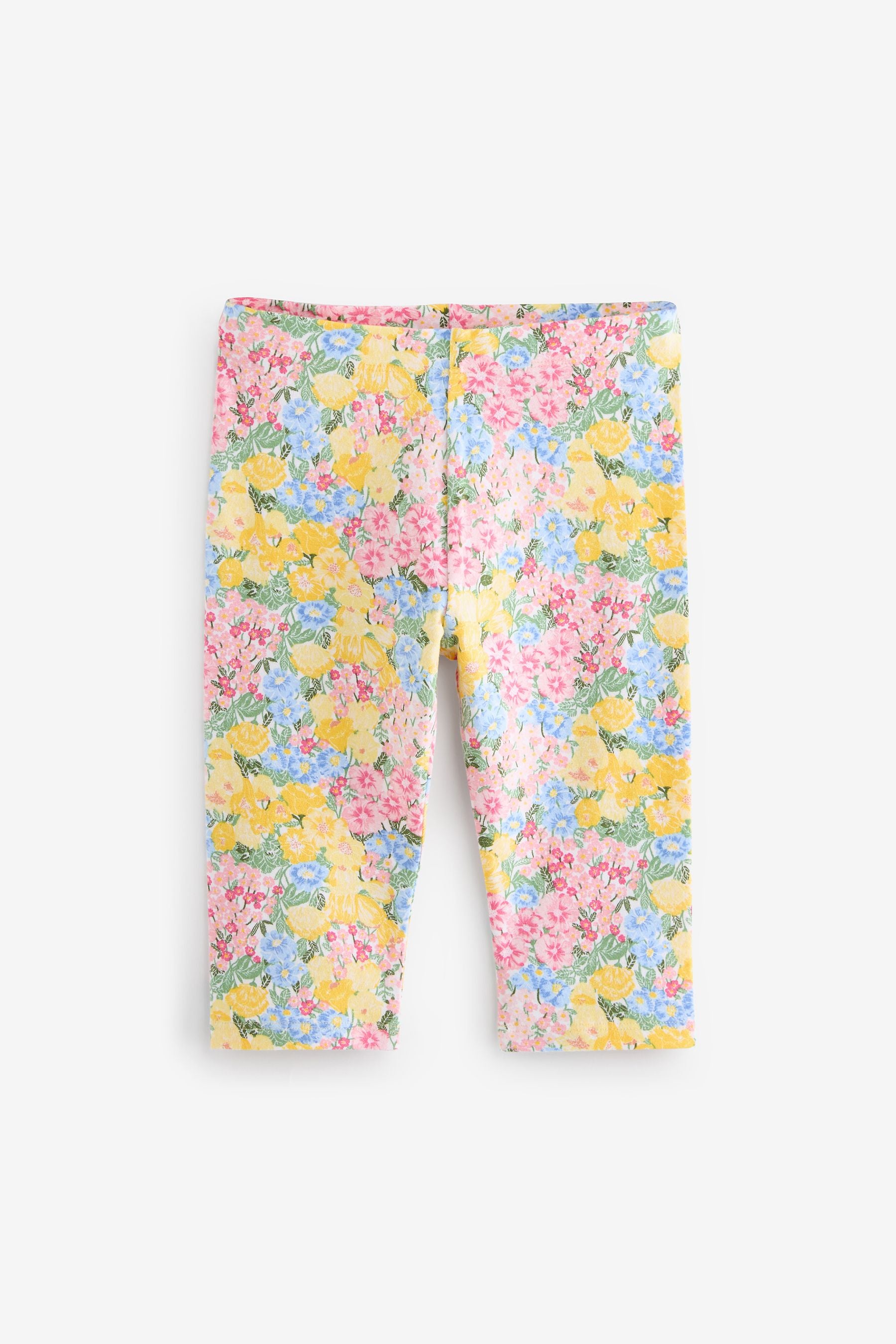 Pink/ Yellow Floral Print Cropped Leggings (3-16yrs)