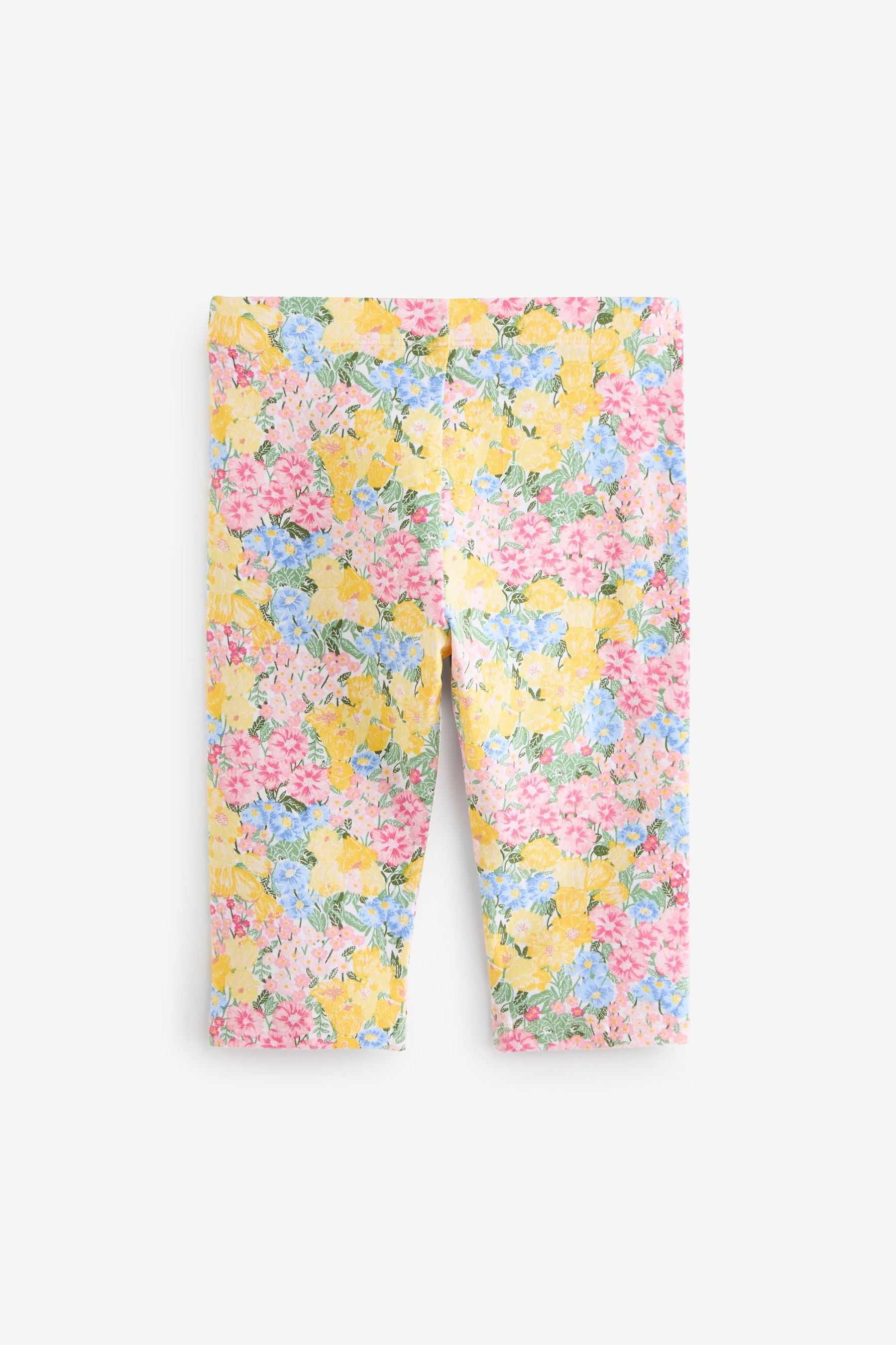 Pink/ Yellow Floral Print Cropped Leggings (3-16yrs)