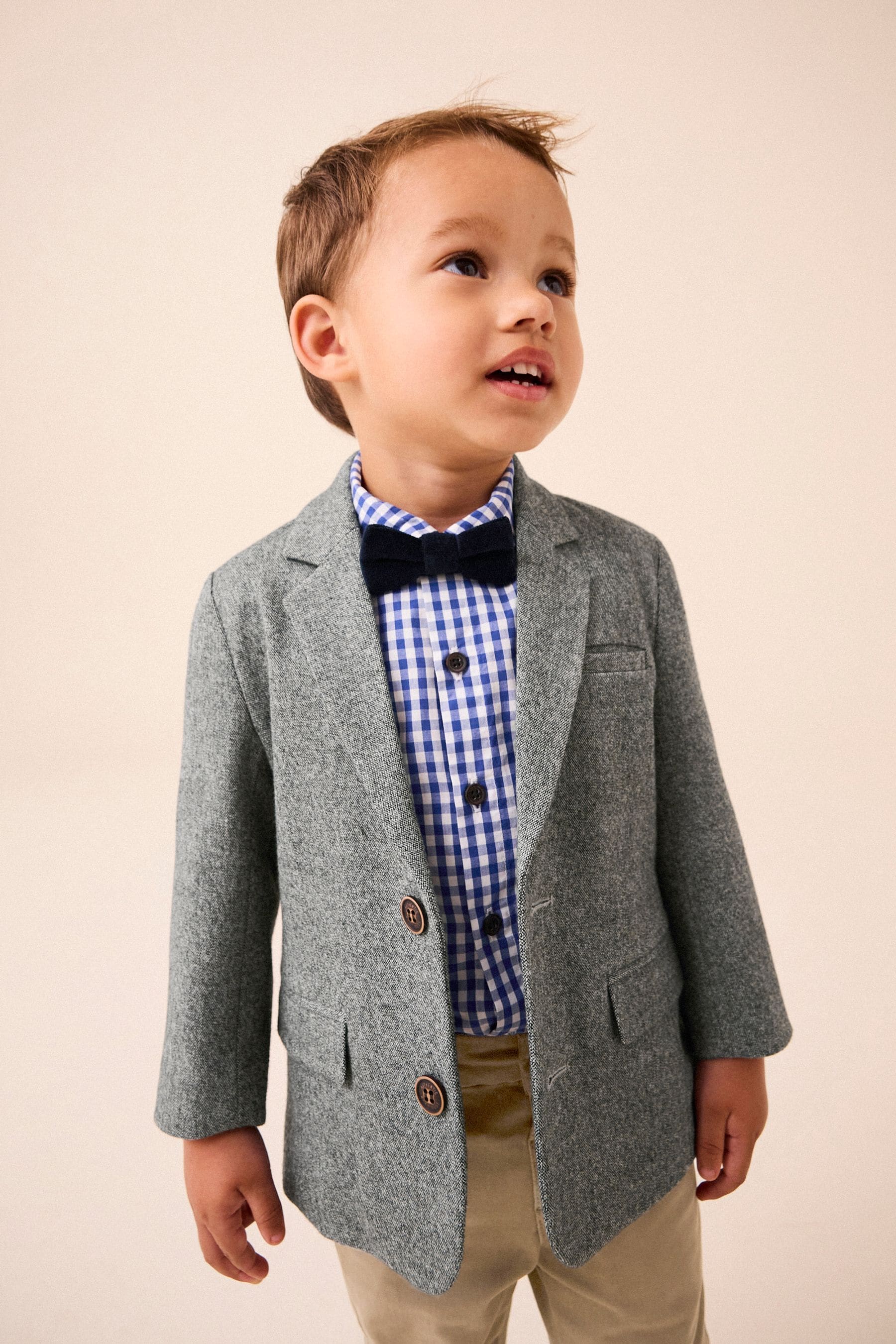 Grey Heritage Blazer, Shirt, Trousers & Bow Tie Set (3mths-9yrs)