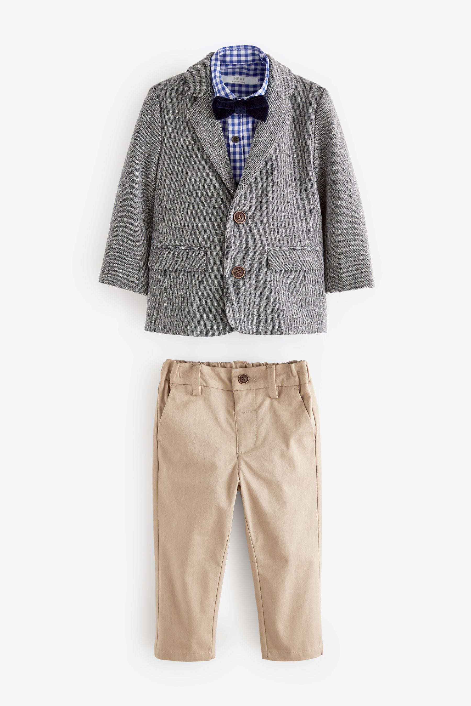 Grey Heritage Blazer, Shirt, Trousers & Bow Tie Set (3mths-9yrs)