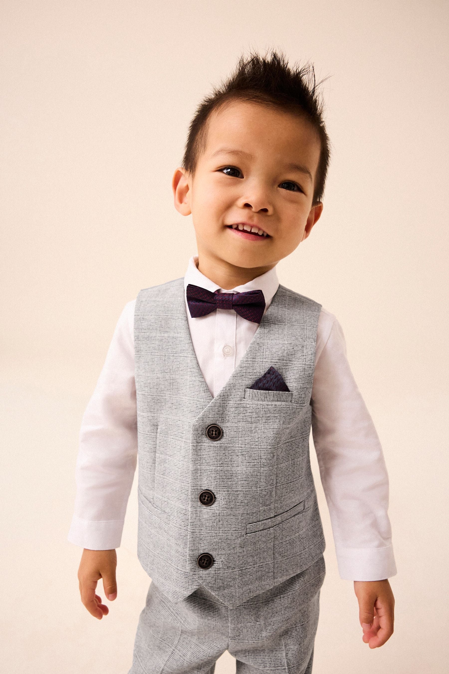 Grey Heritage Waistcoat, Shirt, Trousers & Bow Tie Set (3mths-9yrs)