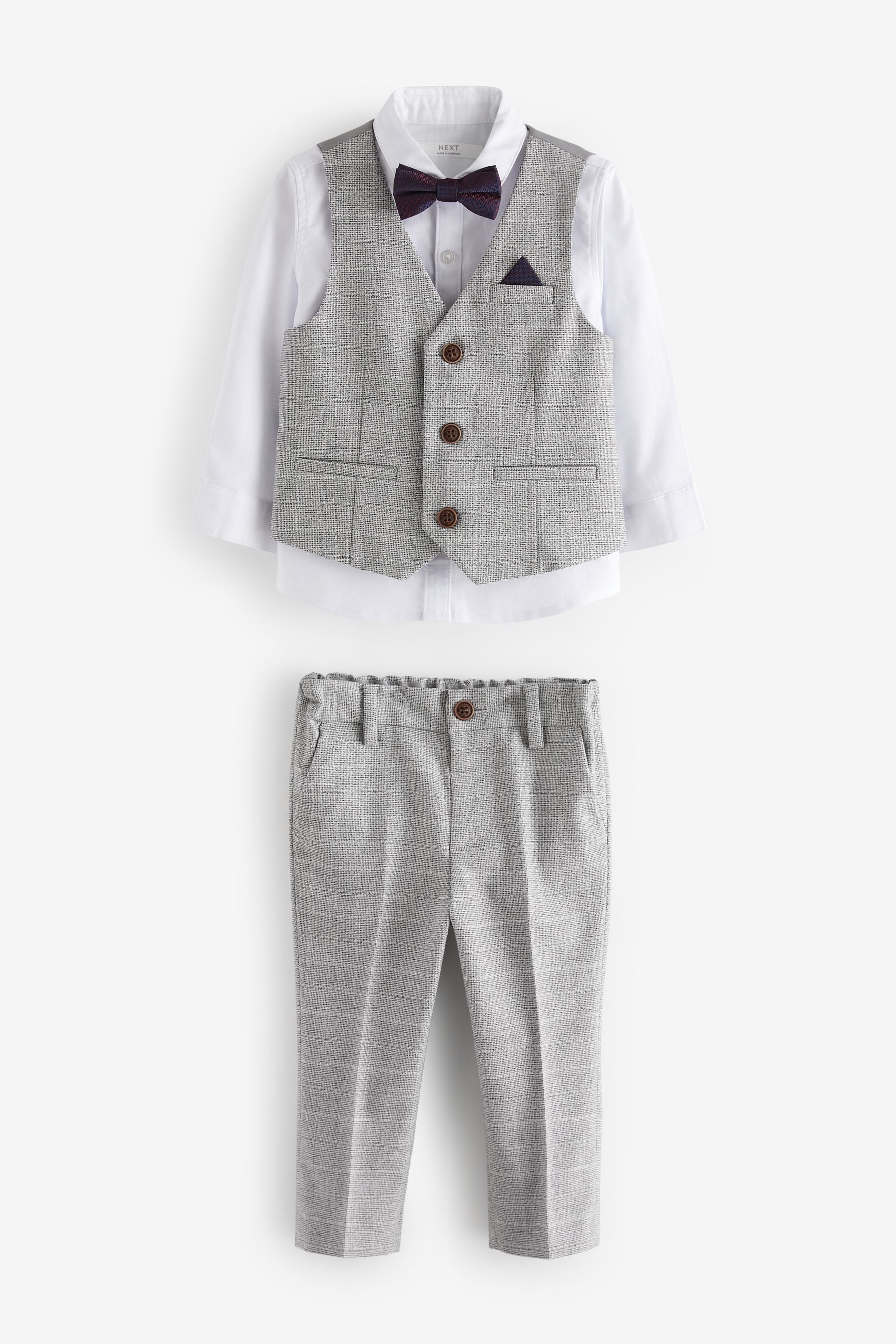 Grey Heritage Waistcoat, Shirt, Trousers & Bow Tie Set (3mths-9yrs)