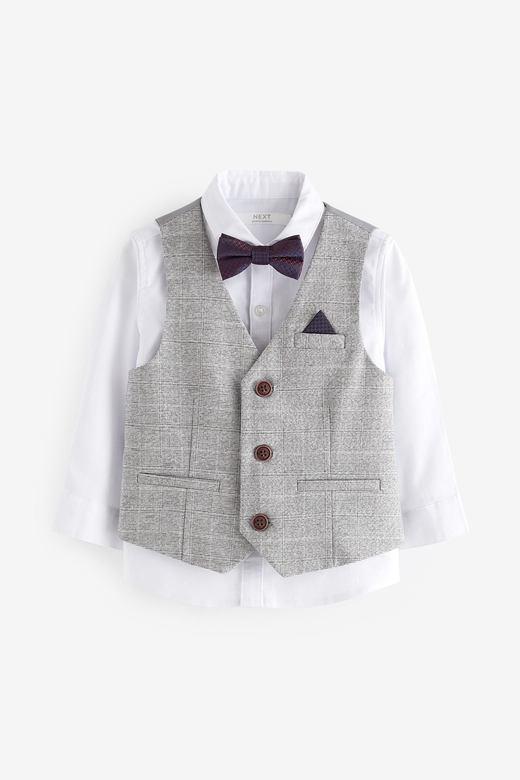 Grey Heritage Waistcoat, Shirt & Bow Tie Set (3mths-9yrs)