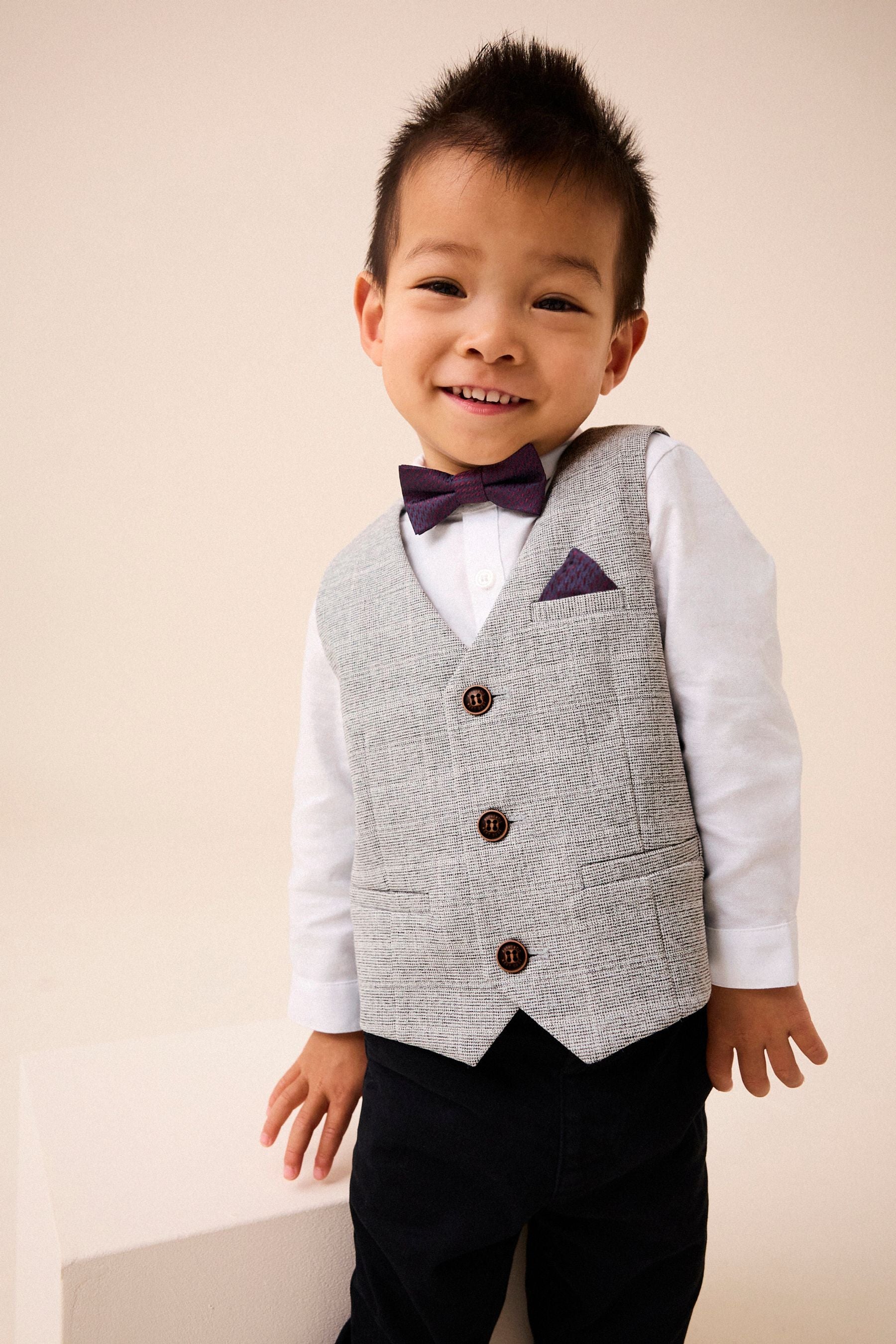 Grey Heritage Waistcoat, Shirt & Bow Tie Set (3mths-9yrs)