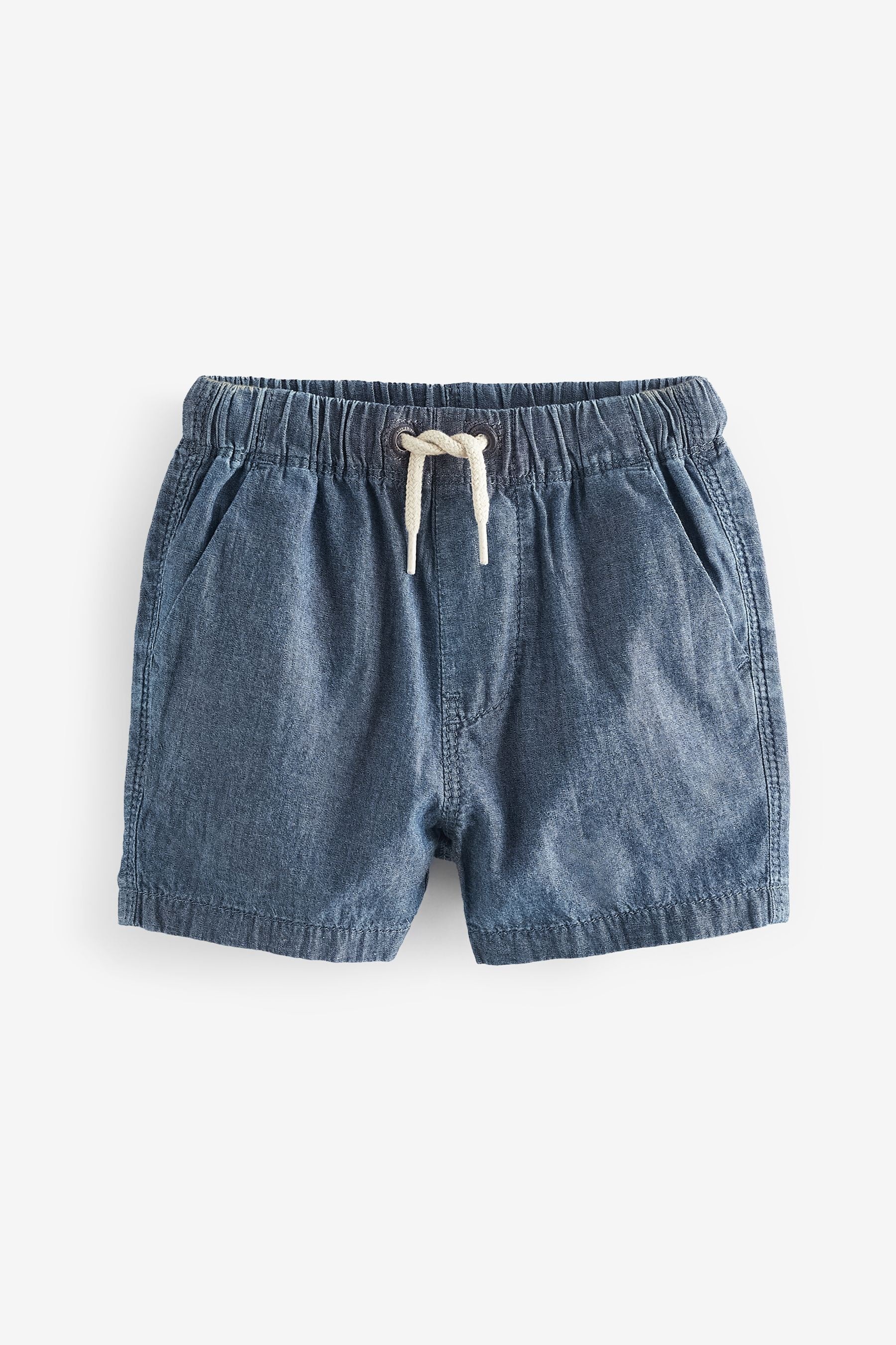 Sage/Chambray/White Pull-On 100% Cotton Shorts 3 Pack (3mths-7yrs)