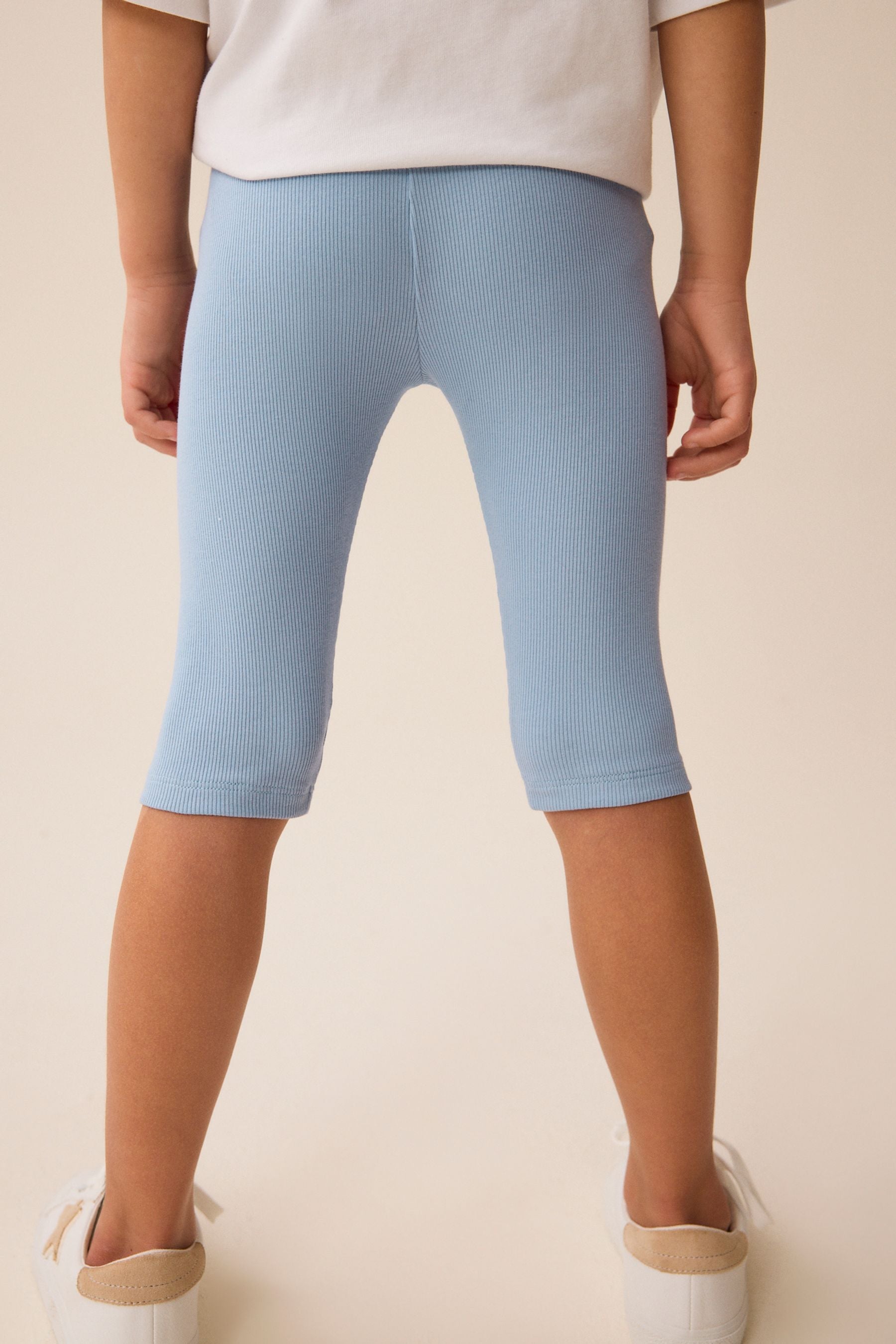 Blue Ribbed Cropped Leggings (3-16yrs)