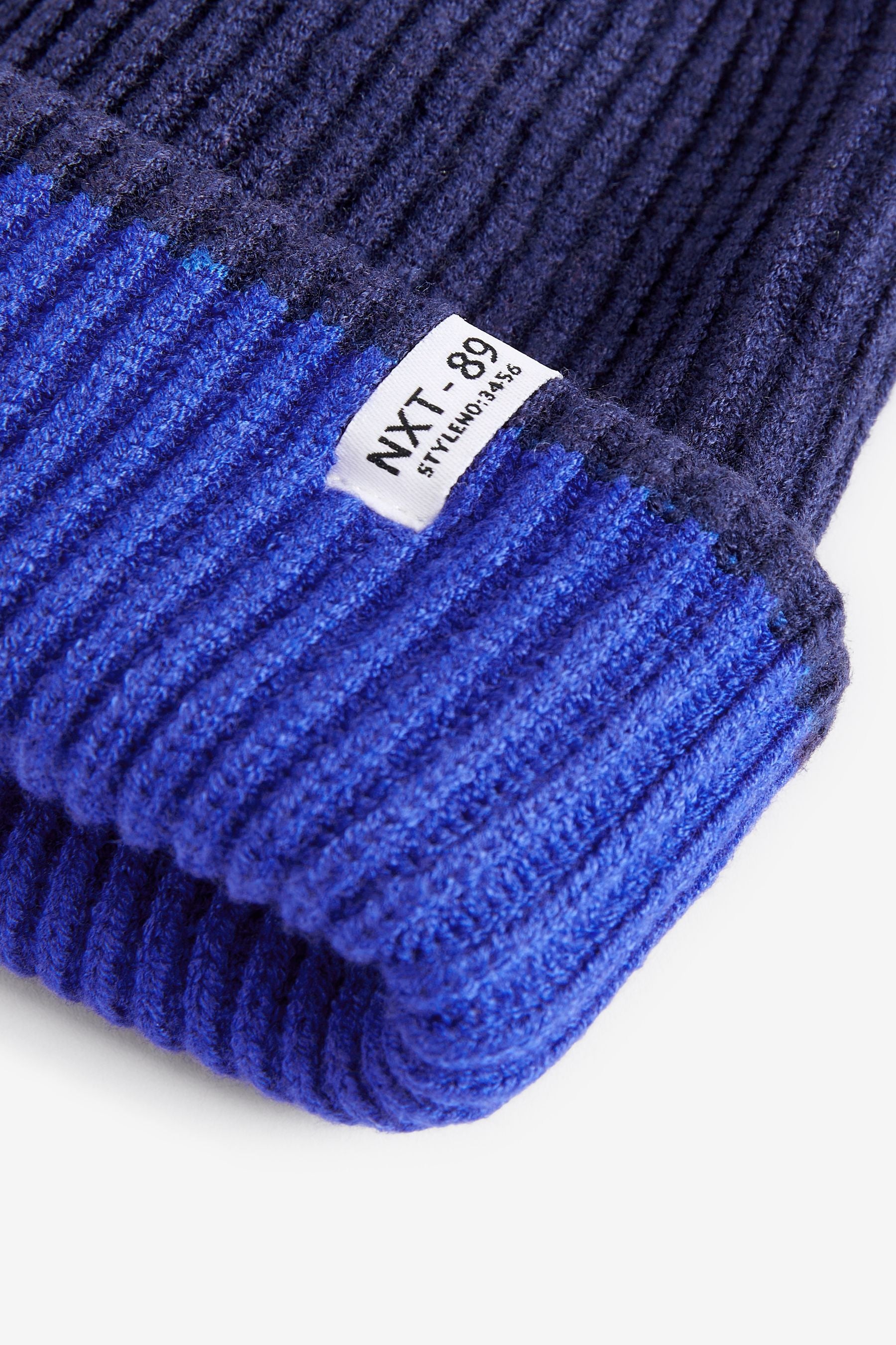 Navy/Blue Reversible Knitted Beanie Hat (1-16yrs)