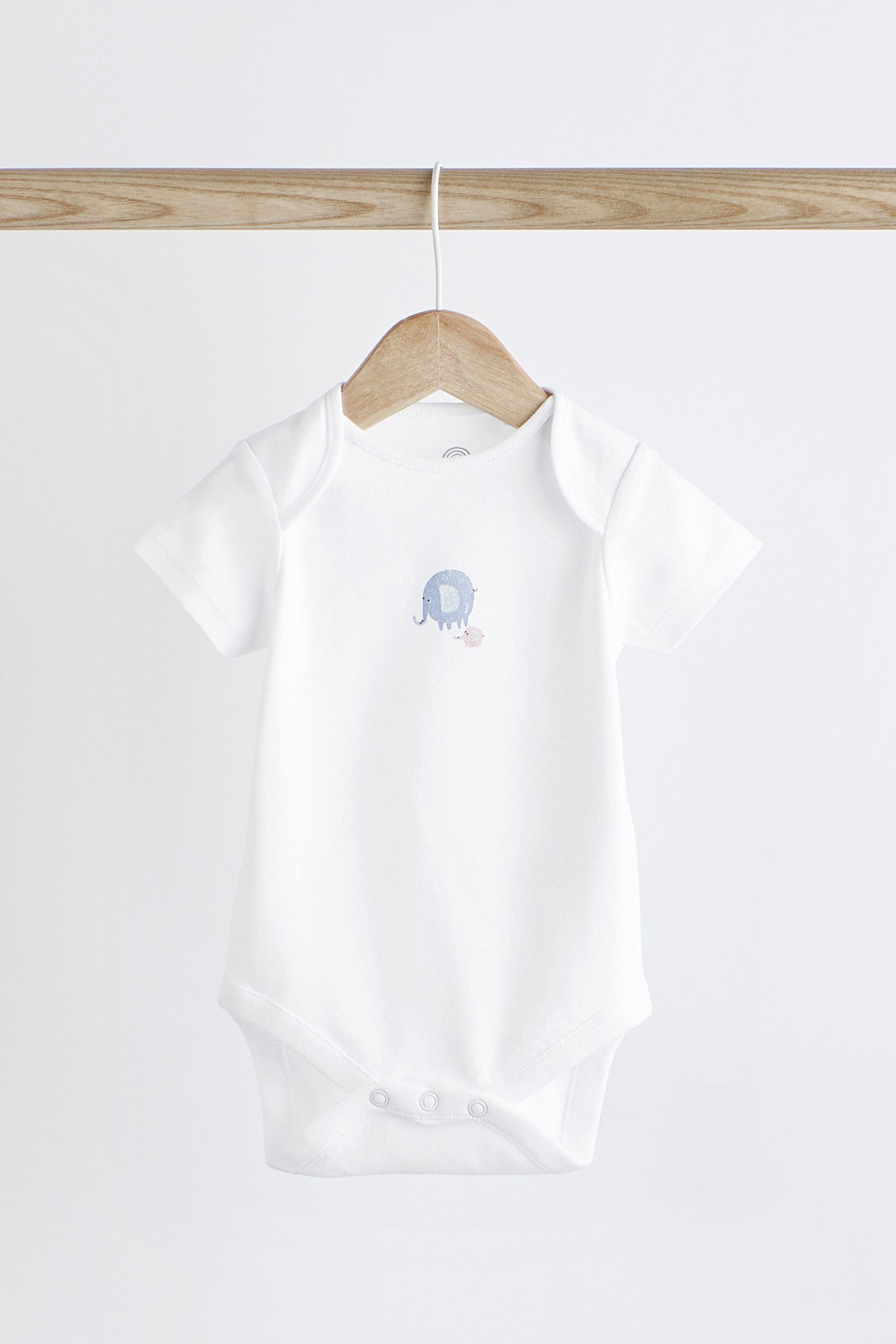 White Noahs Ark 7 Pack Short Sleeve Baby Bodysuits