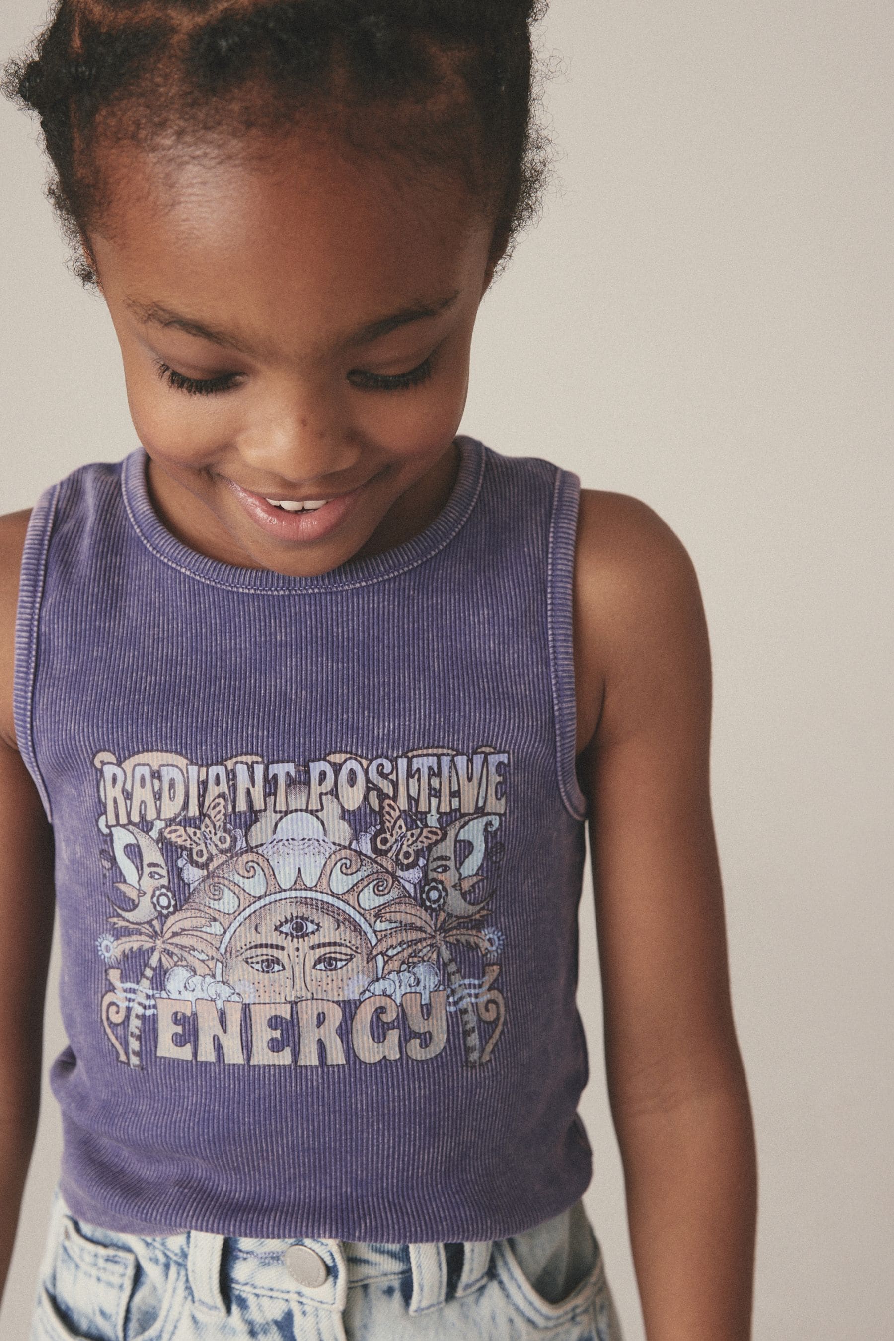 Purple Celestial Graphic Boxy Vest (3-16yrs)