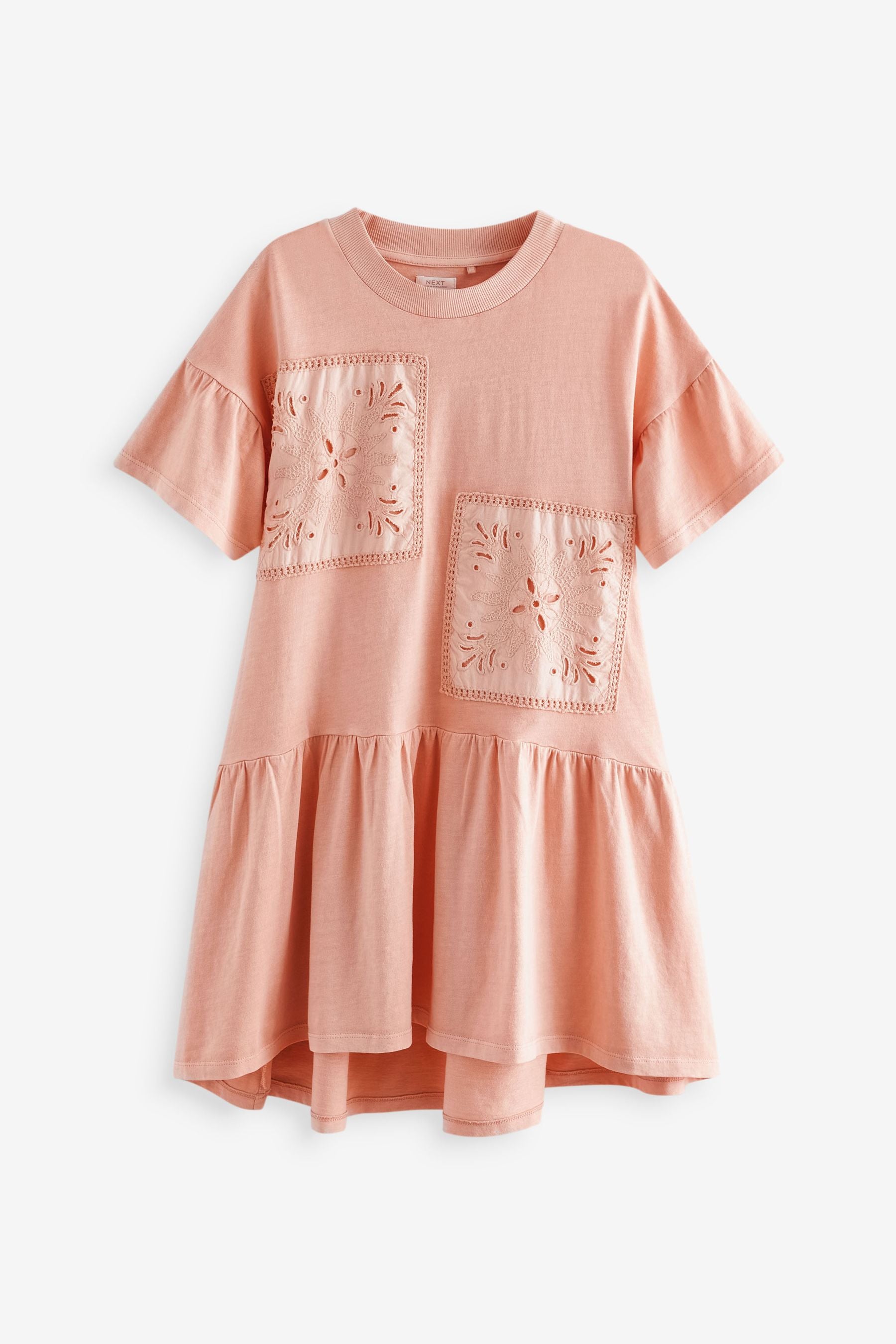 Orange Crochet Embellished Short Sleeve Jersey Dress (3-16yrs)