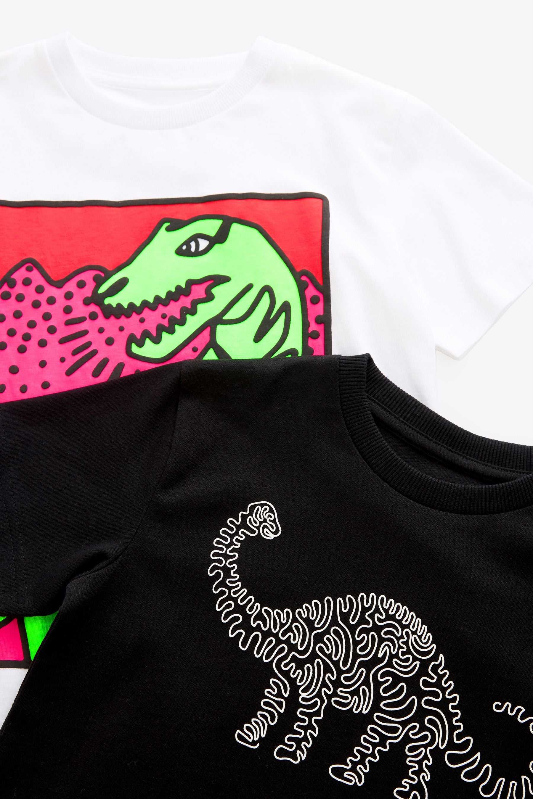 Black/White Dino Graphic Short Sleeve T-Shirts 2 Pack (3-16yrs)