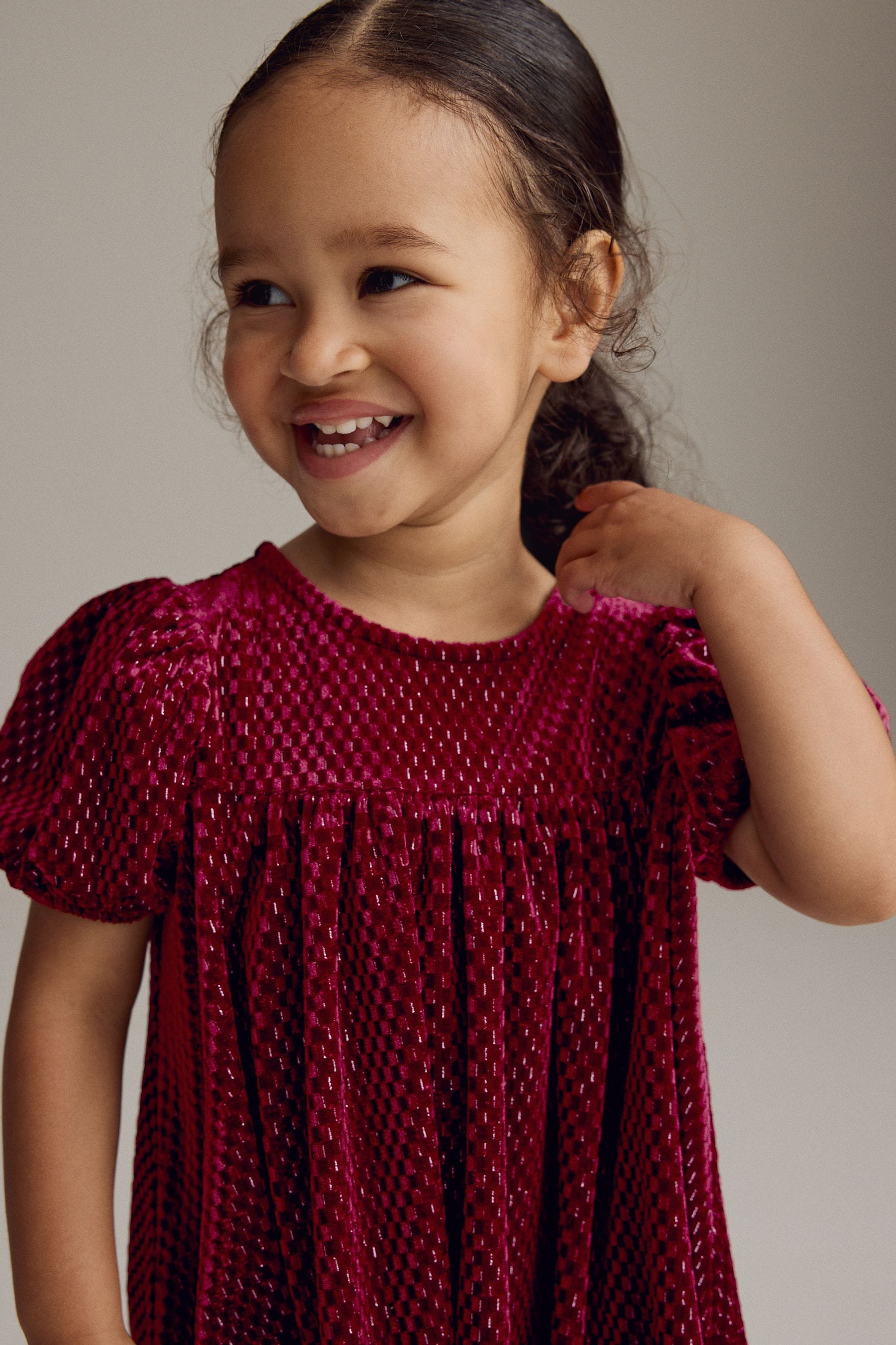 Red Textured Velvet Party Dress (3mths-10yrs)