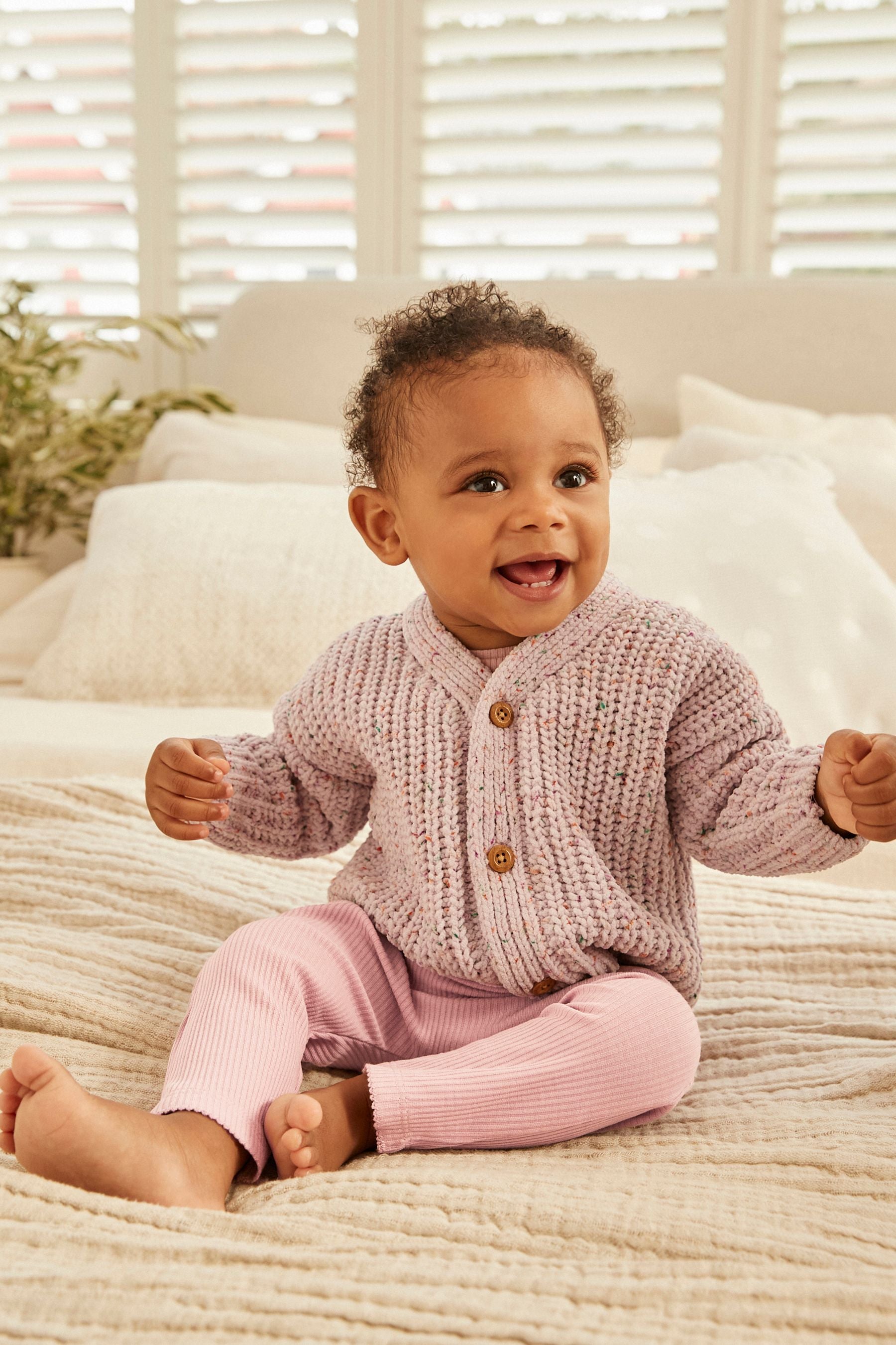 Lilac Purple Baby Knitted Cardigan (0mths-2yrs)