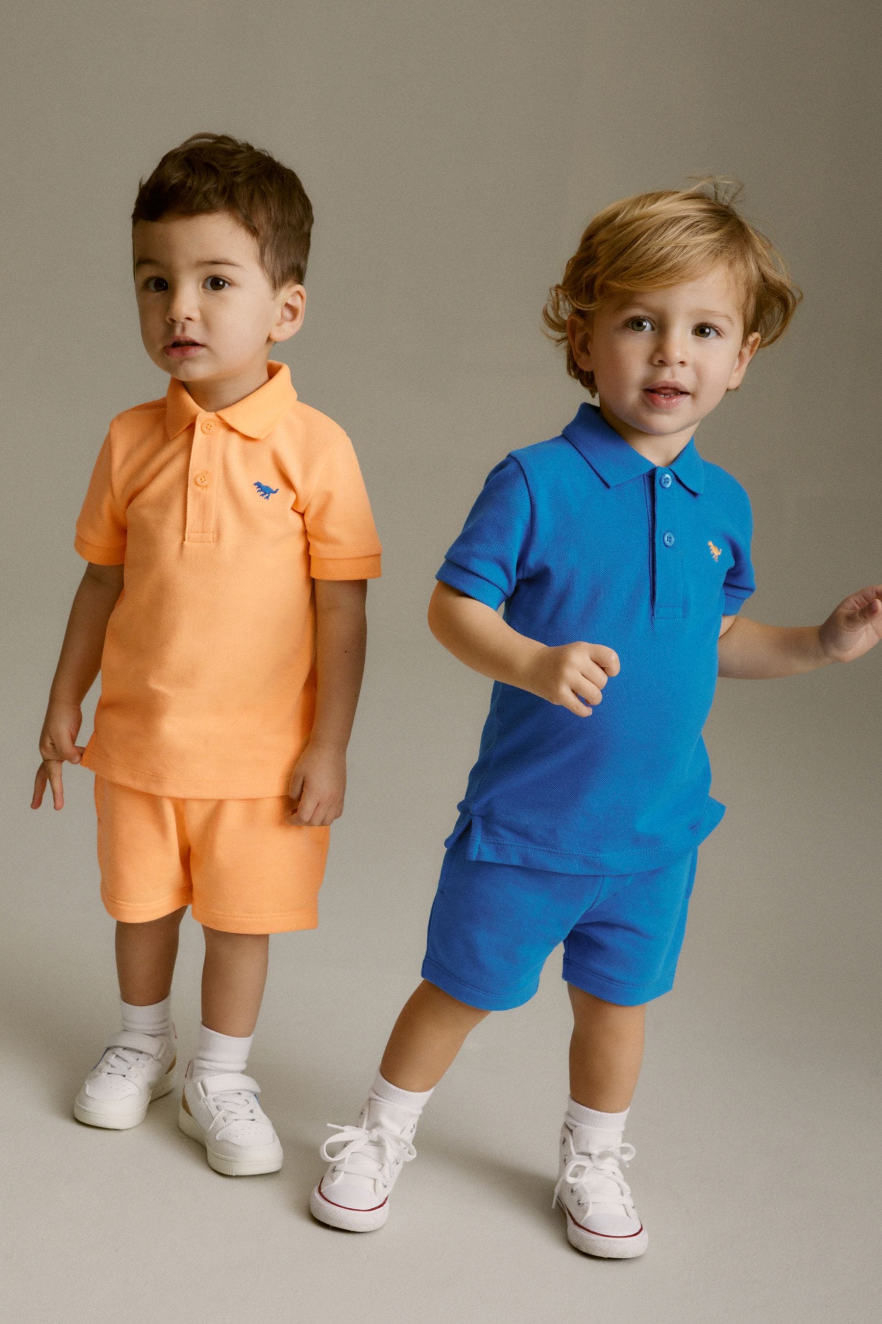 Blue/Orange Short Sleeve Polo Set 4 Pack (3mths-7yrs)