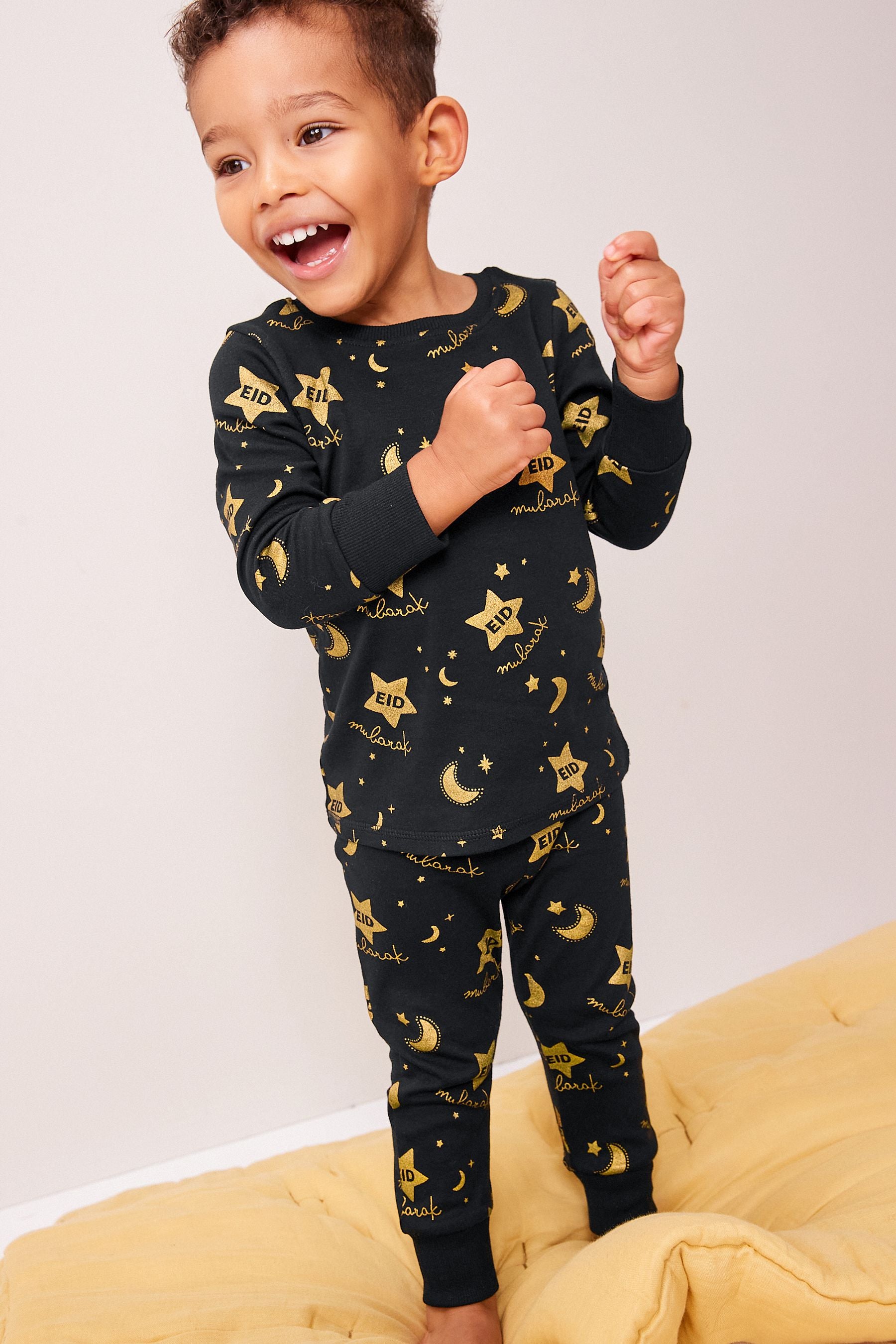 Black/Gold Eid Single Pyjamas (9mths-12yrs)