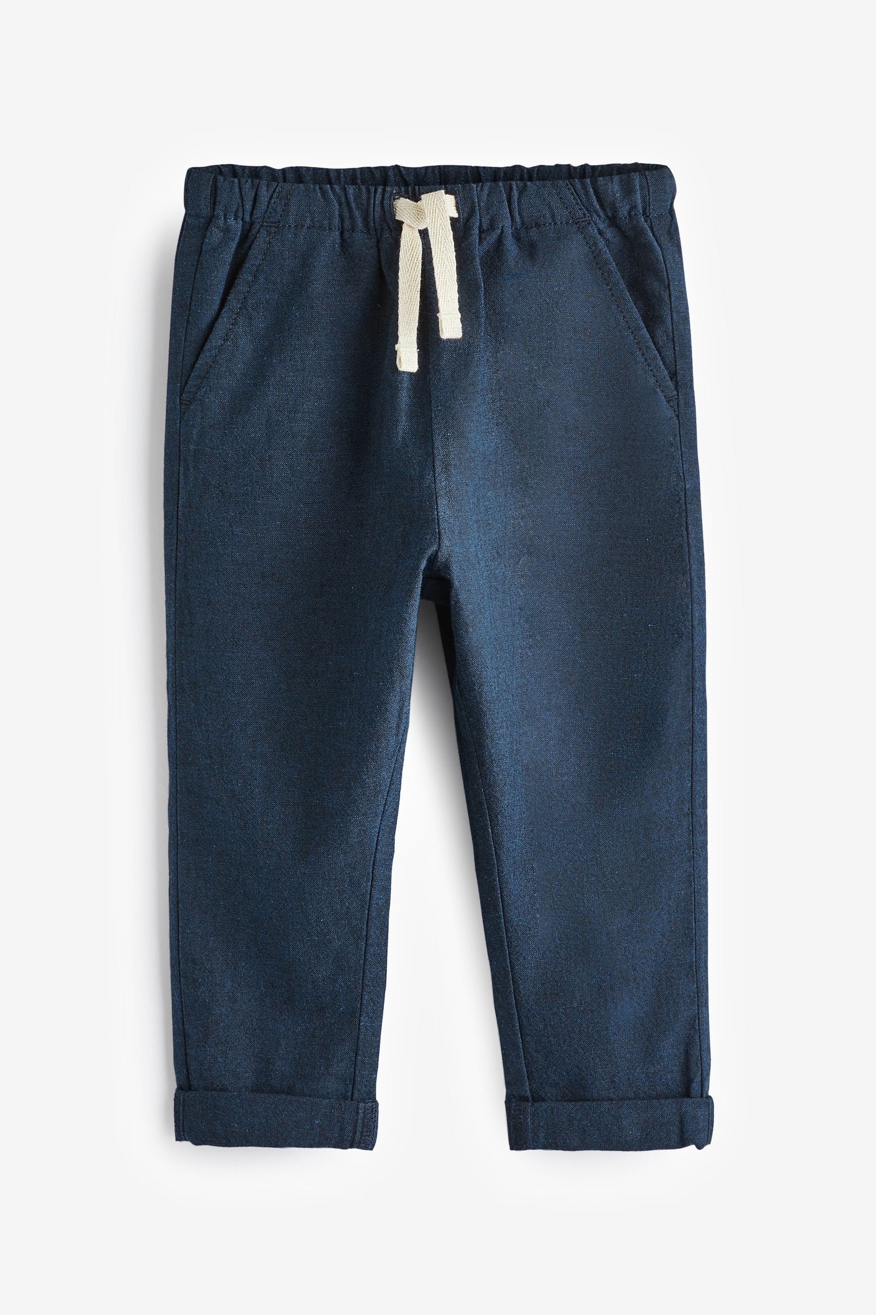 Navy Linen Blend Pull-On Trousers (3mths-7yrs)