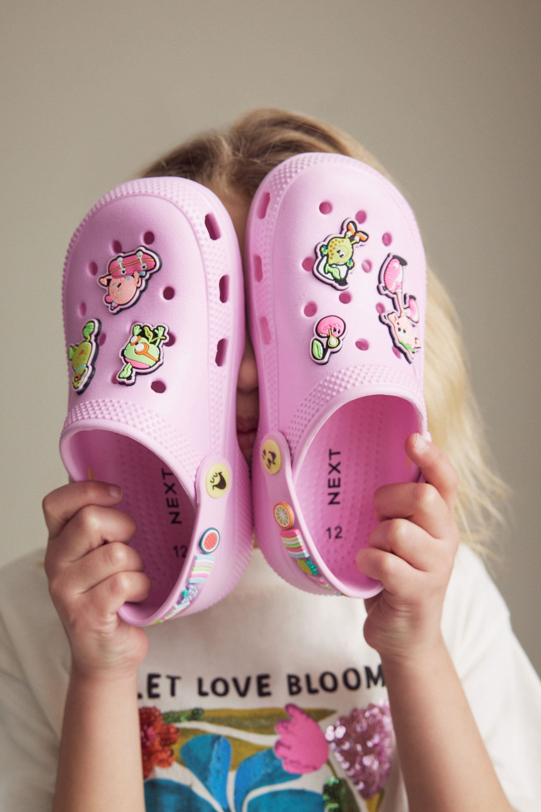 Pink Character Badge Clogs