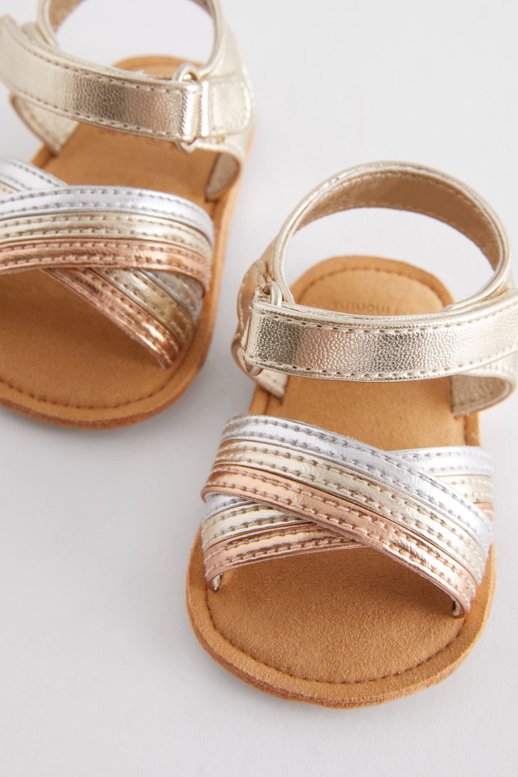 Gold Cross Strap Baby Sandals (0-24mths)