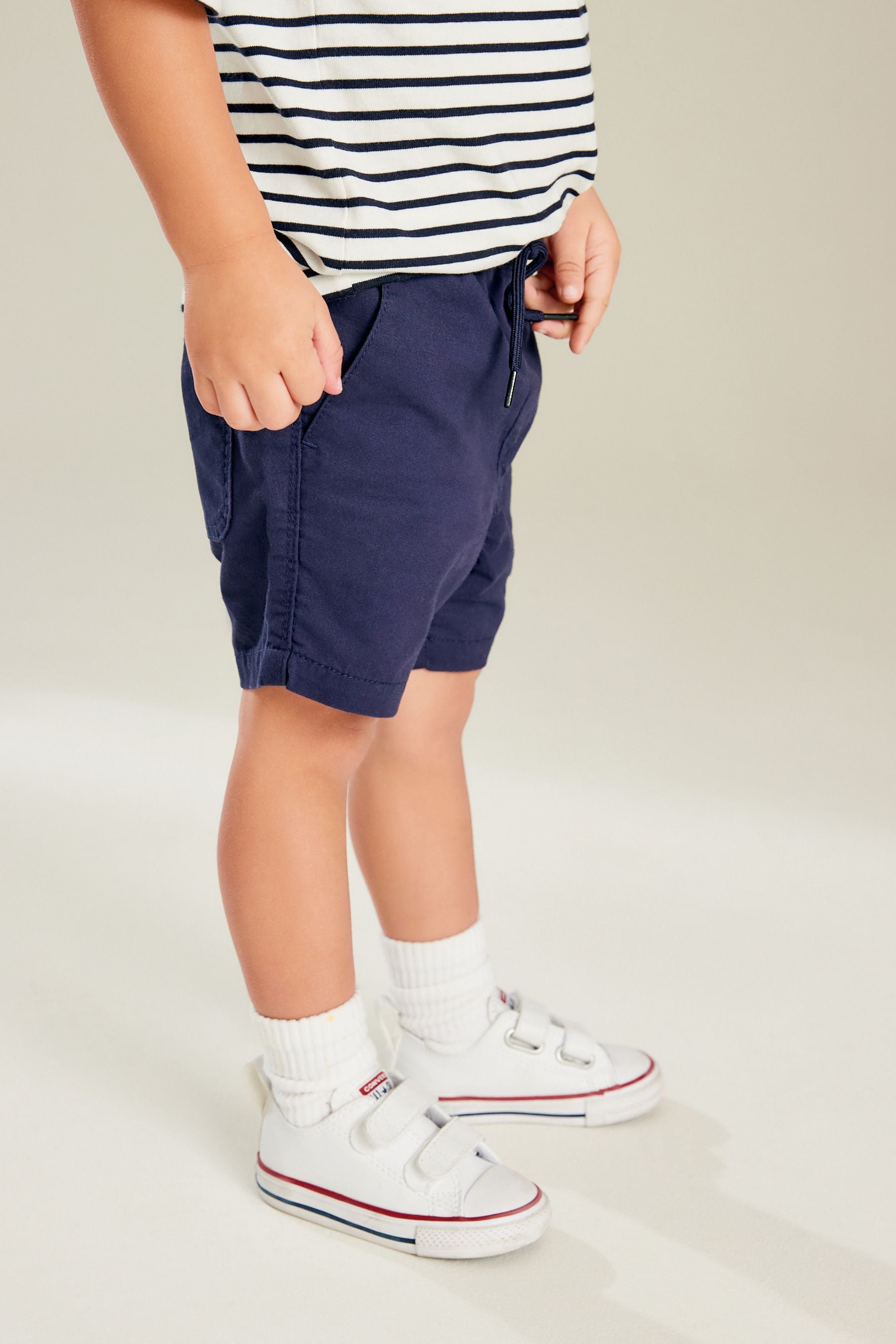 Navy Blue 100% Cotton Pull-On Shorts (3mths-7yrs)