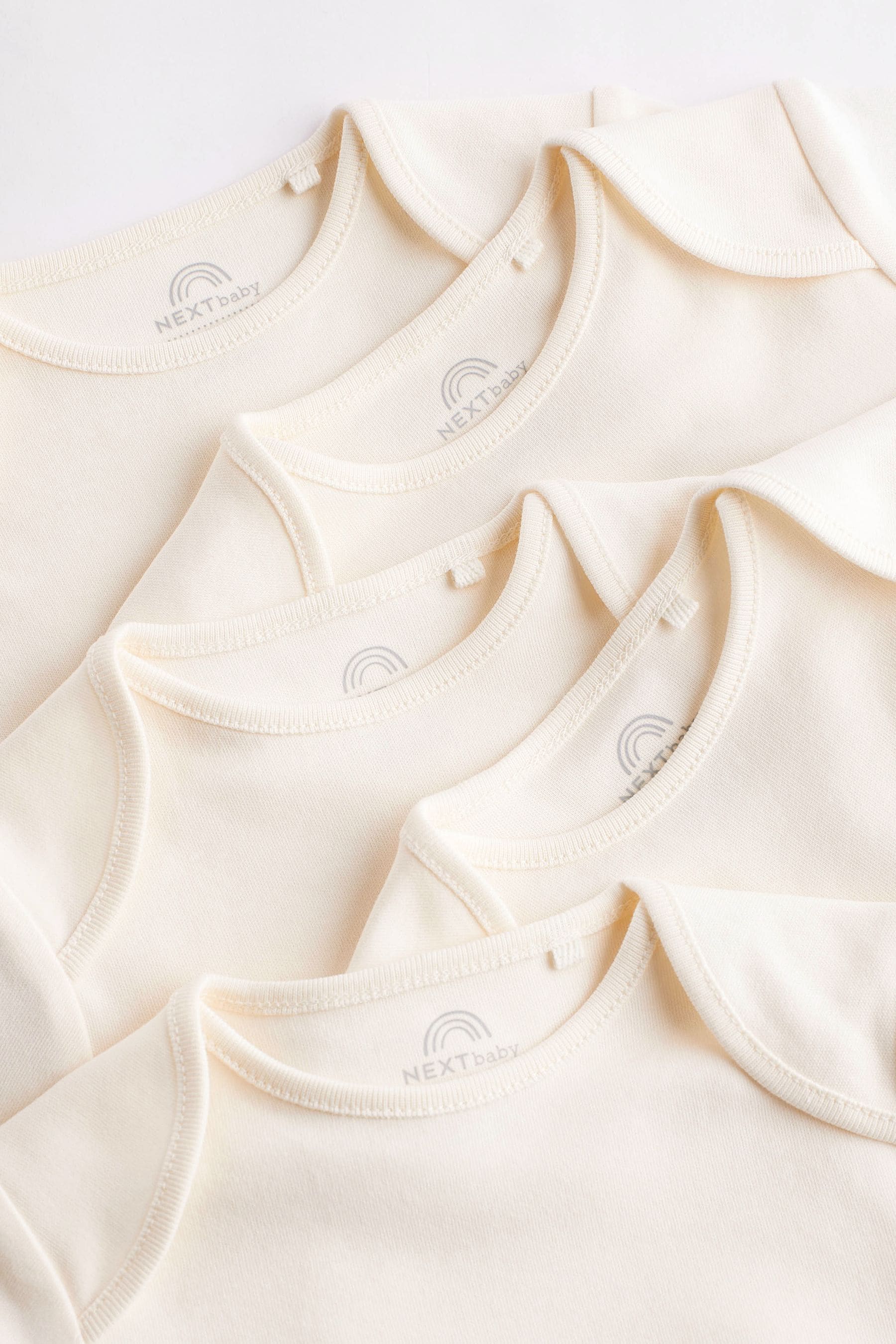 Cream Essential Baby Long Sleeve Bodysuits 5 Pack