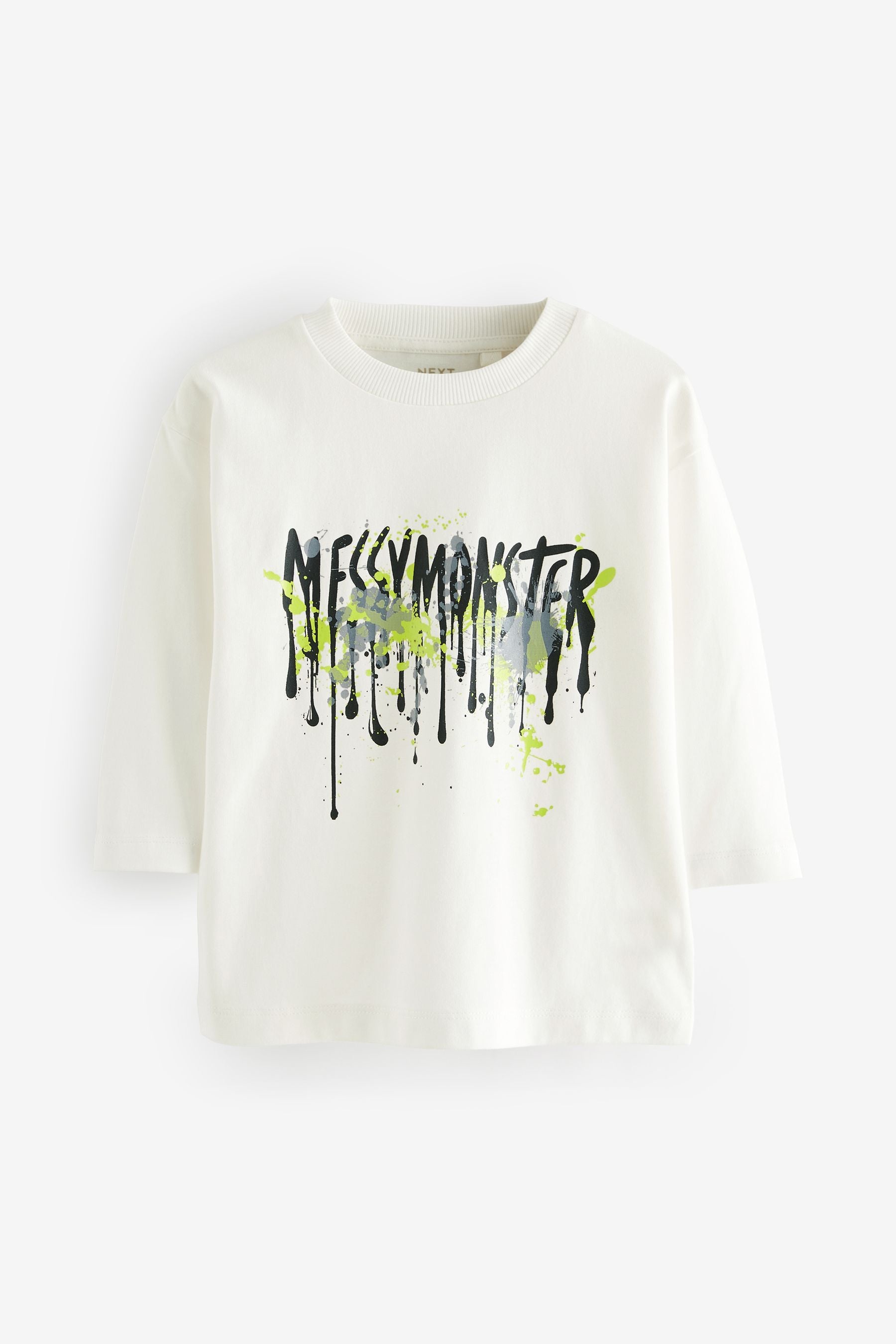 Monochrome Monsters 100% Cotton Long Sleeve T-Shirts 3 Pack (3mths-7yrs)