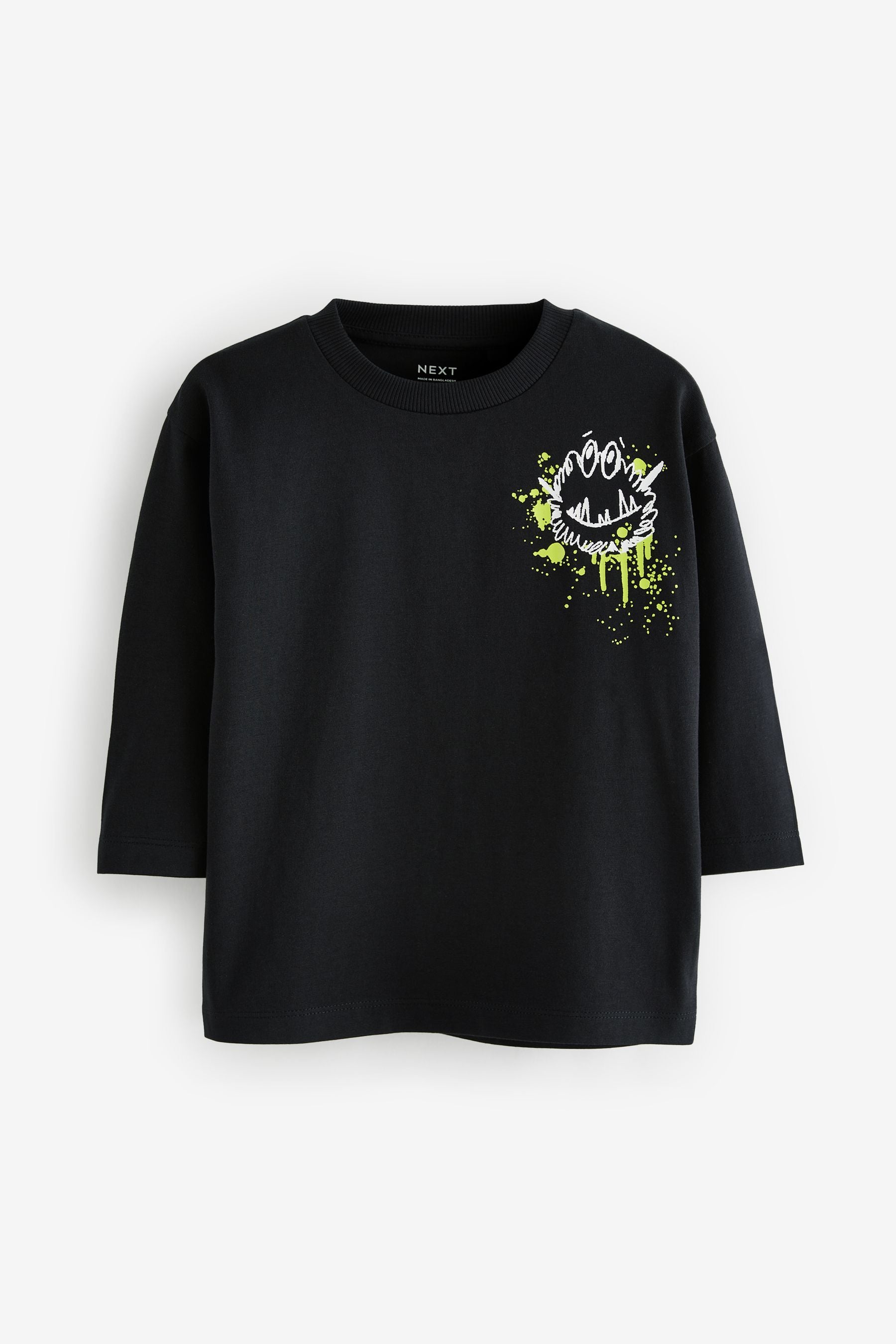 Monochrome Monsters 100% Cotton Long Sleeve T-Shirts 3 Pack (3mths-7yrs)