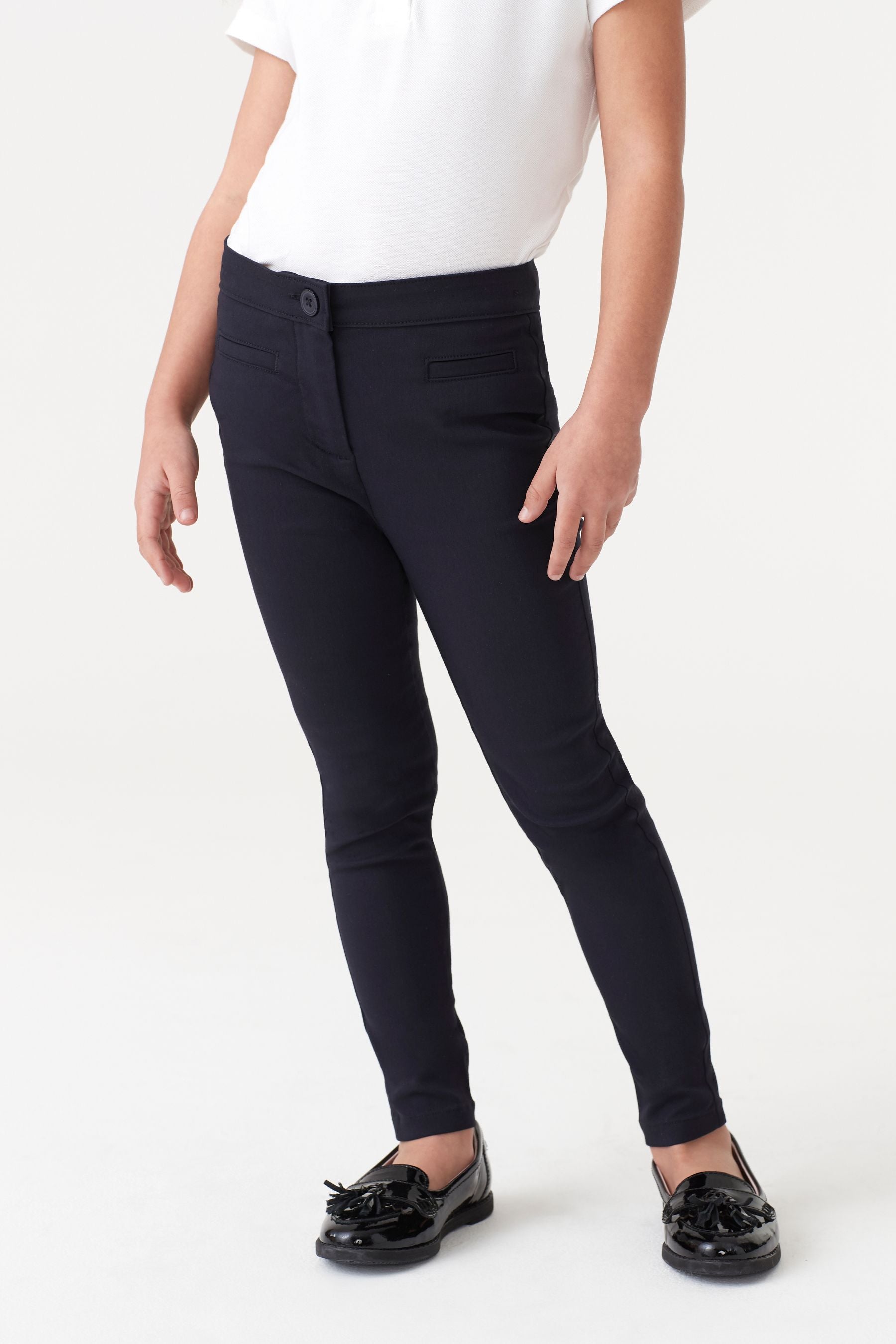 Navy Blue School Skinny Stretch Trousers (3-16yrs)