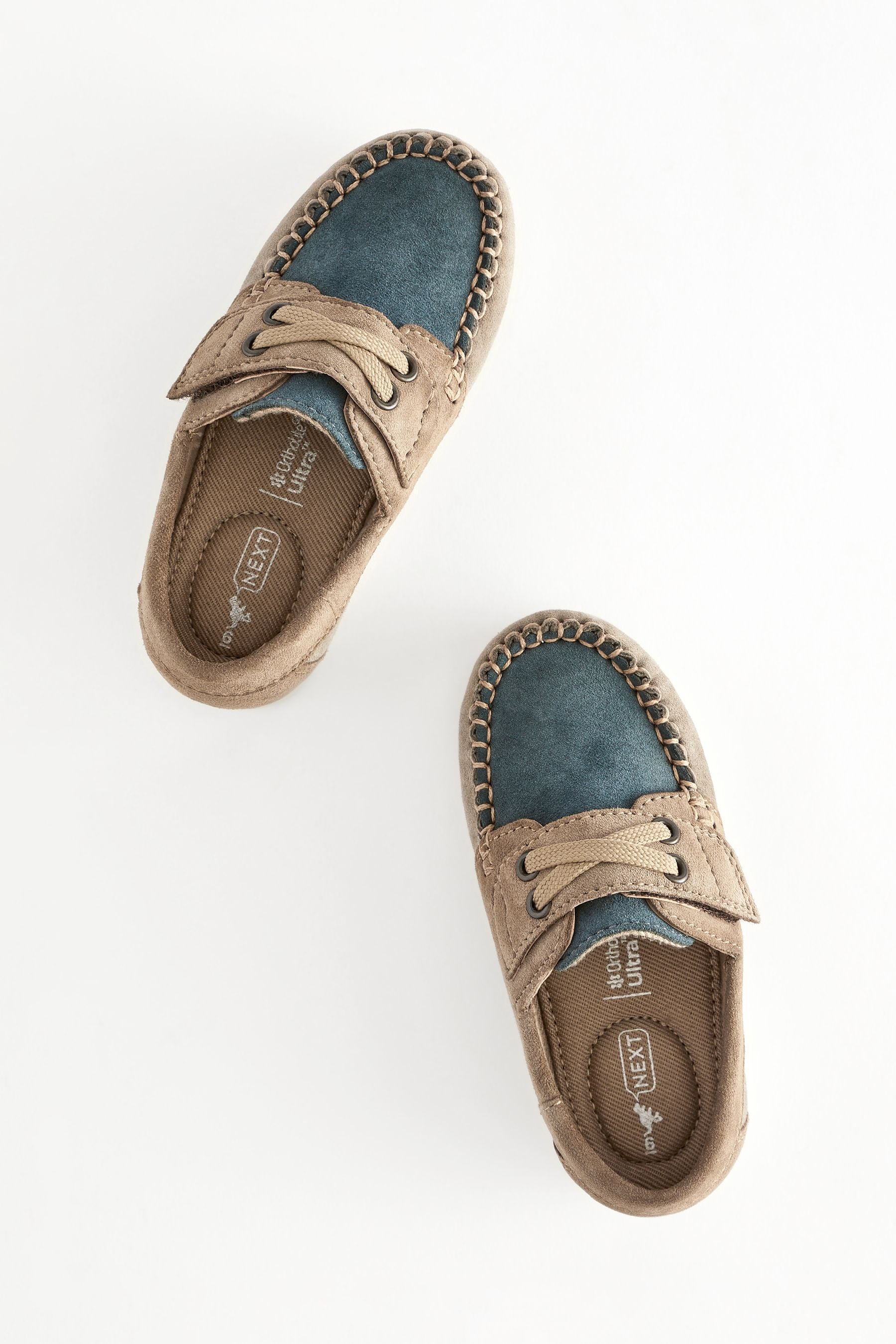 Stone/Mineral Blue Leather Boat Shoes