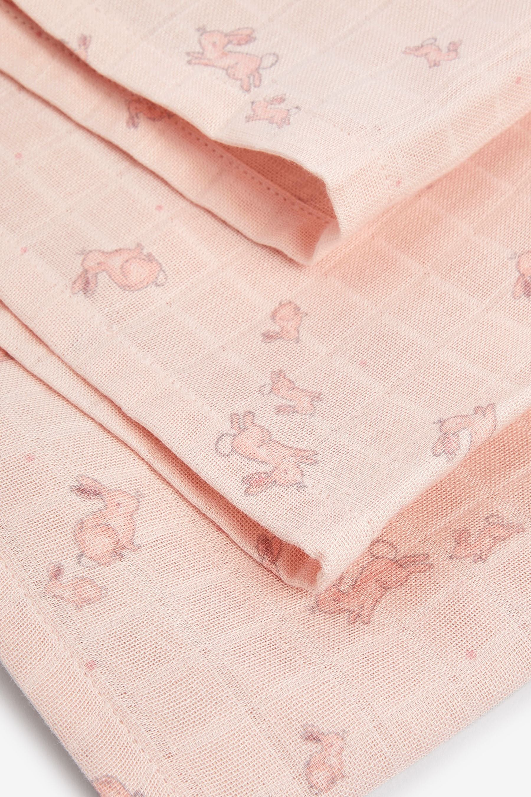 Pink Rabbit Baby Muslin Cloths 4 Packs