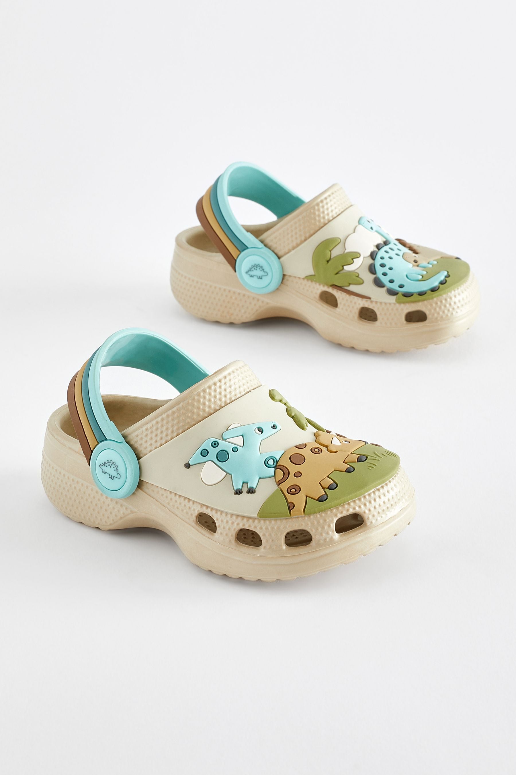 Neutral Dinosaur Scene Clogs