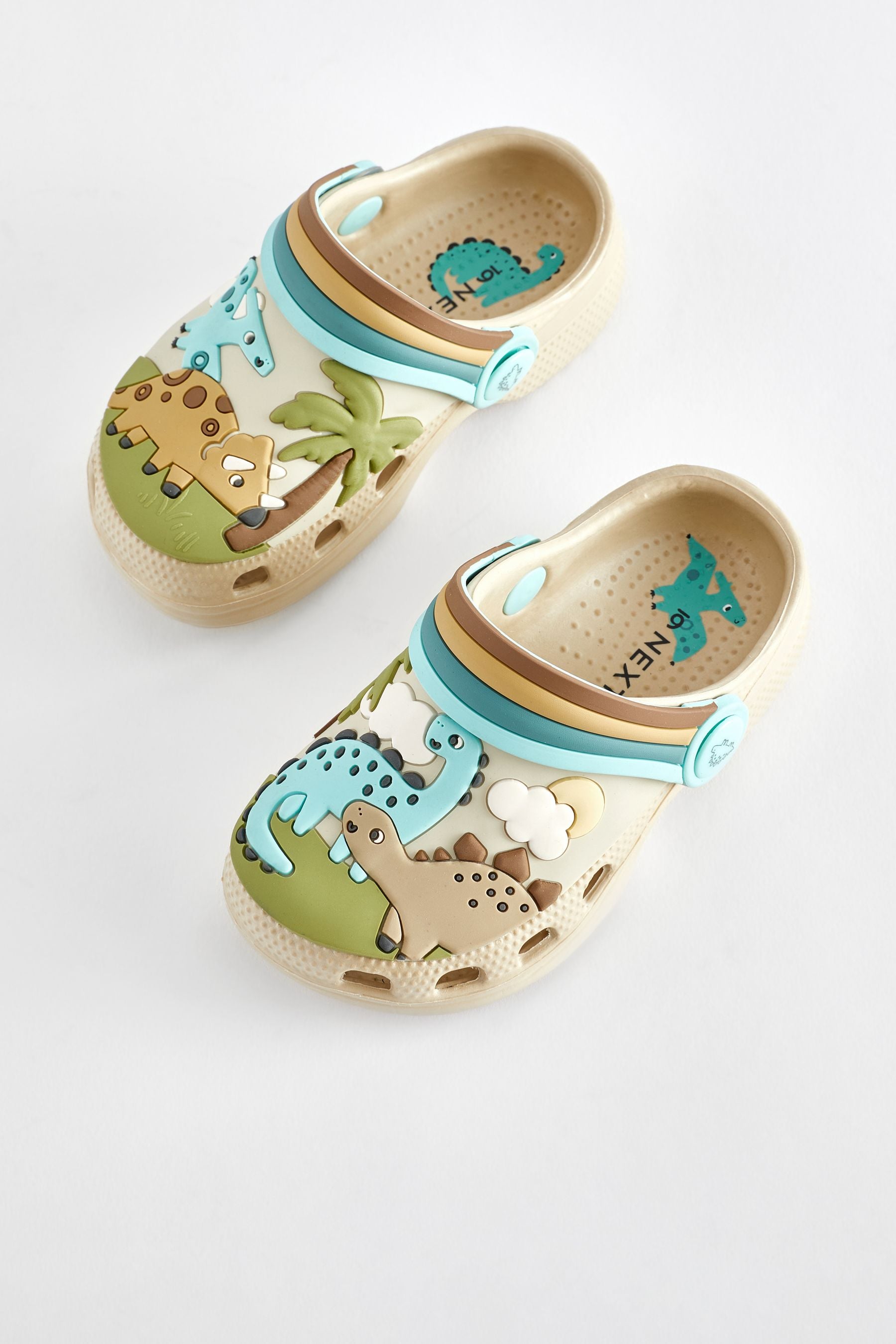 Neutral Dinosaur Scene Clogs