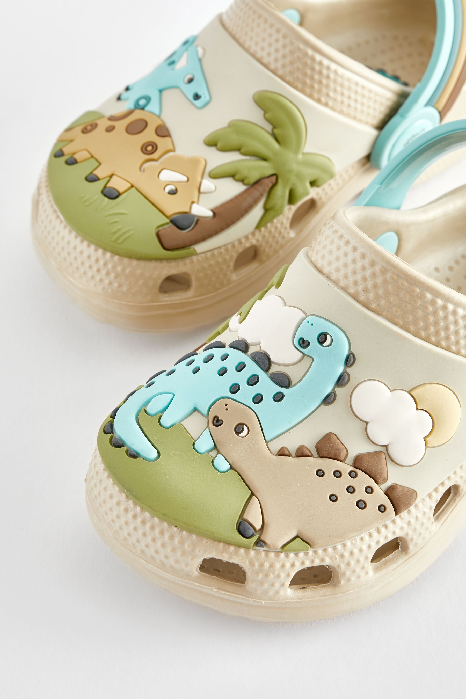 Neutral Dinosaur Scene Clogs