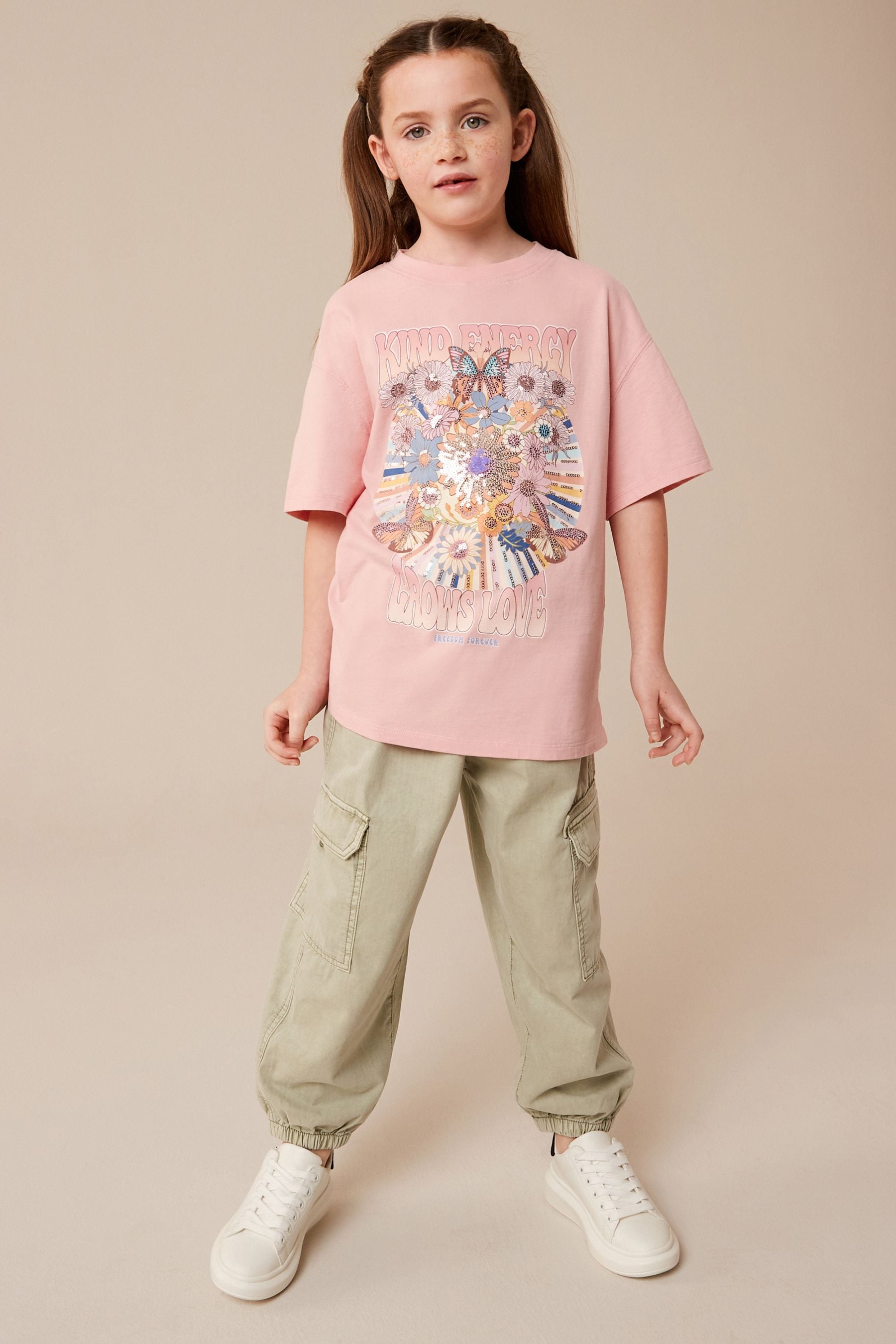 Pink Oversized Embellished Graphic T-Shirt (3-16yrs)