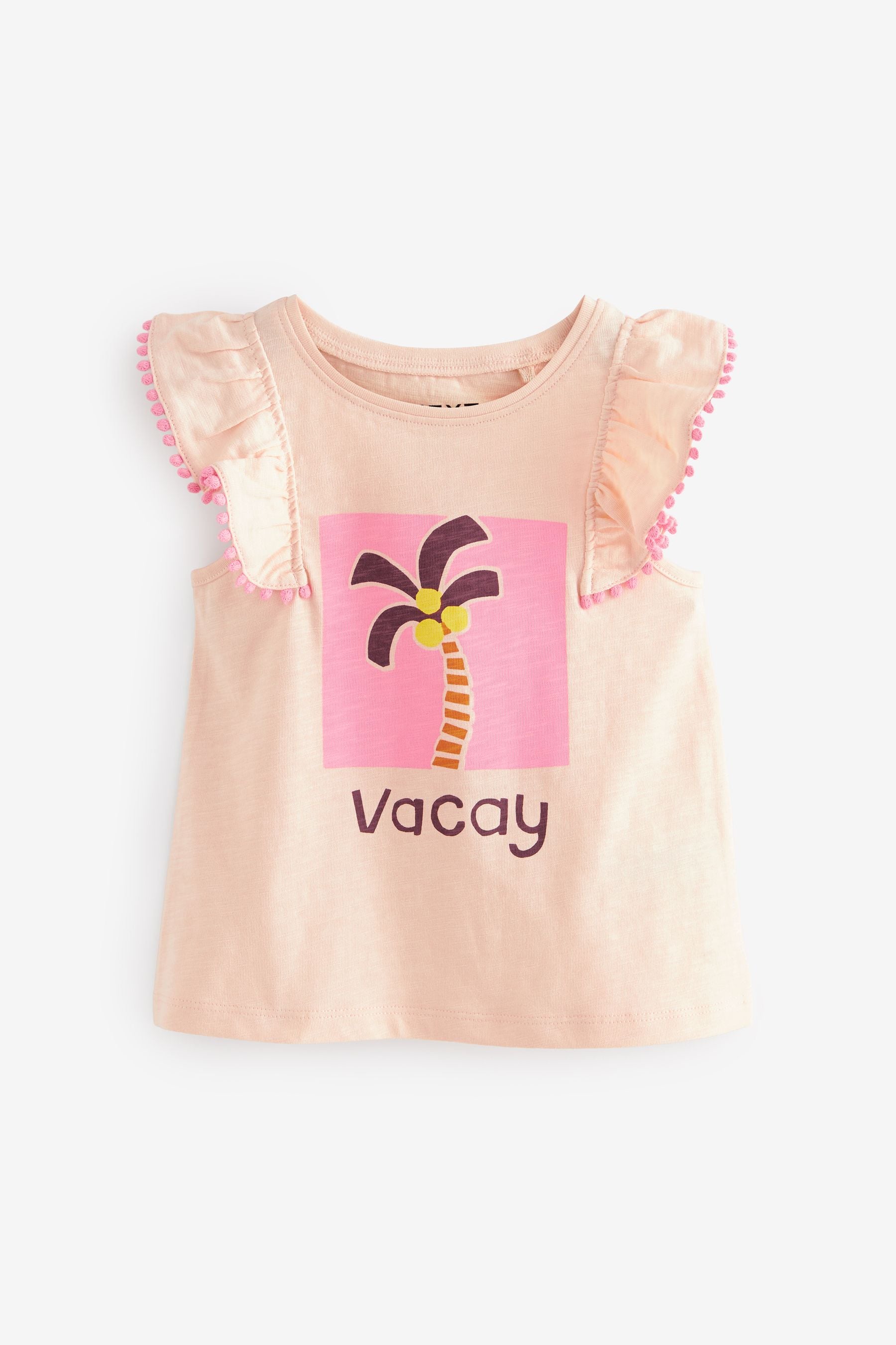 Pink Holiday Palm Tree 100% Cotton Vests 4 Pack (3mths-7yrs)