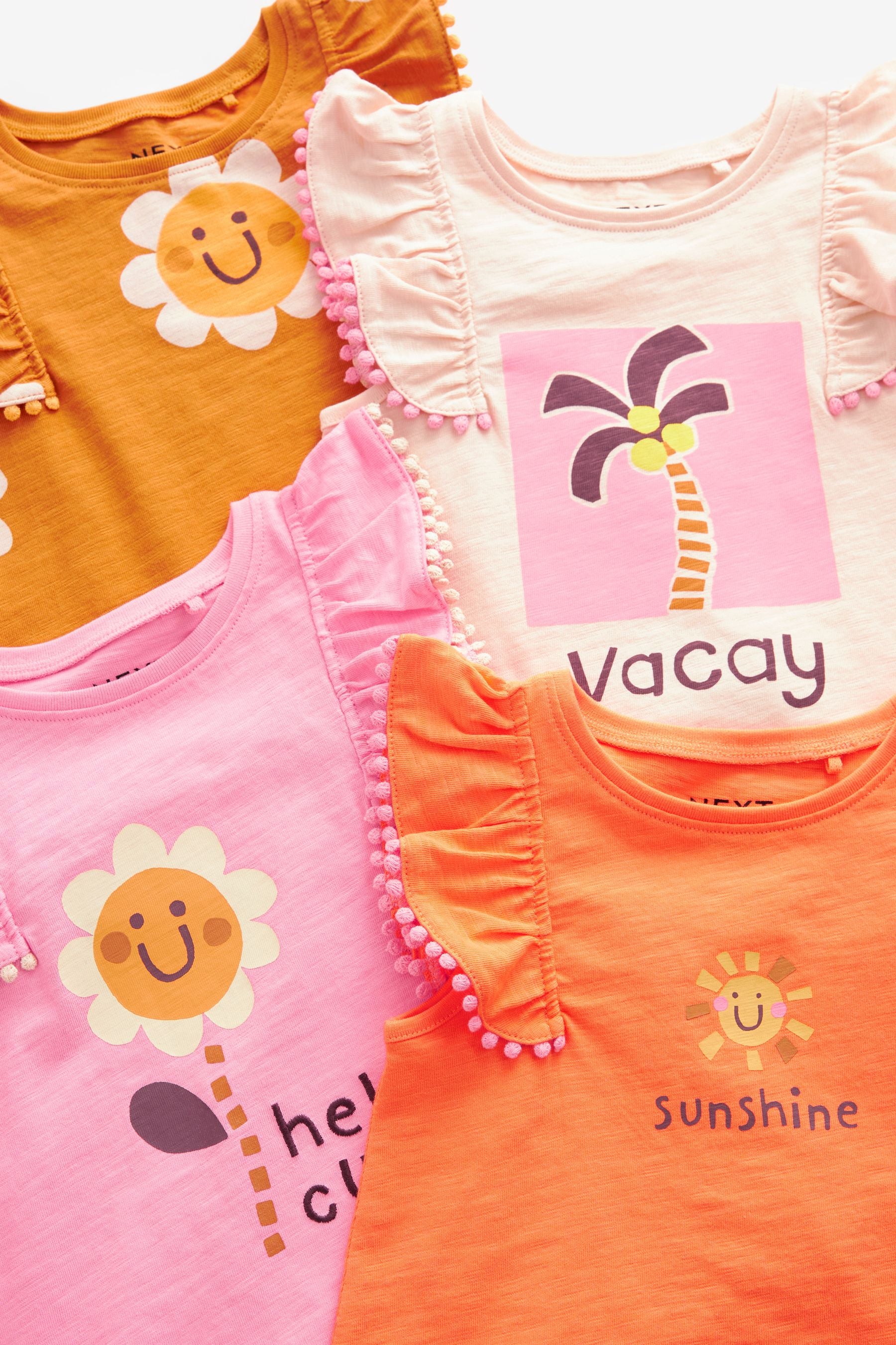 Pink Holiday Palm Tree Vests 4 Pack (3mths-7yrs)