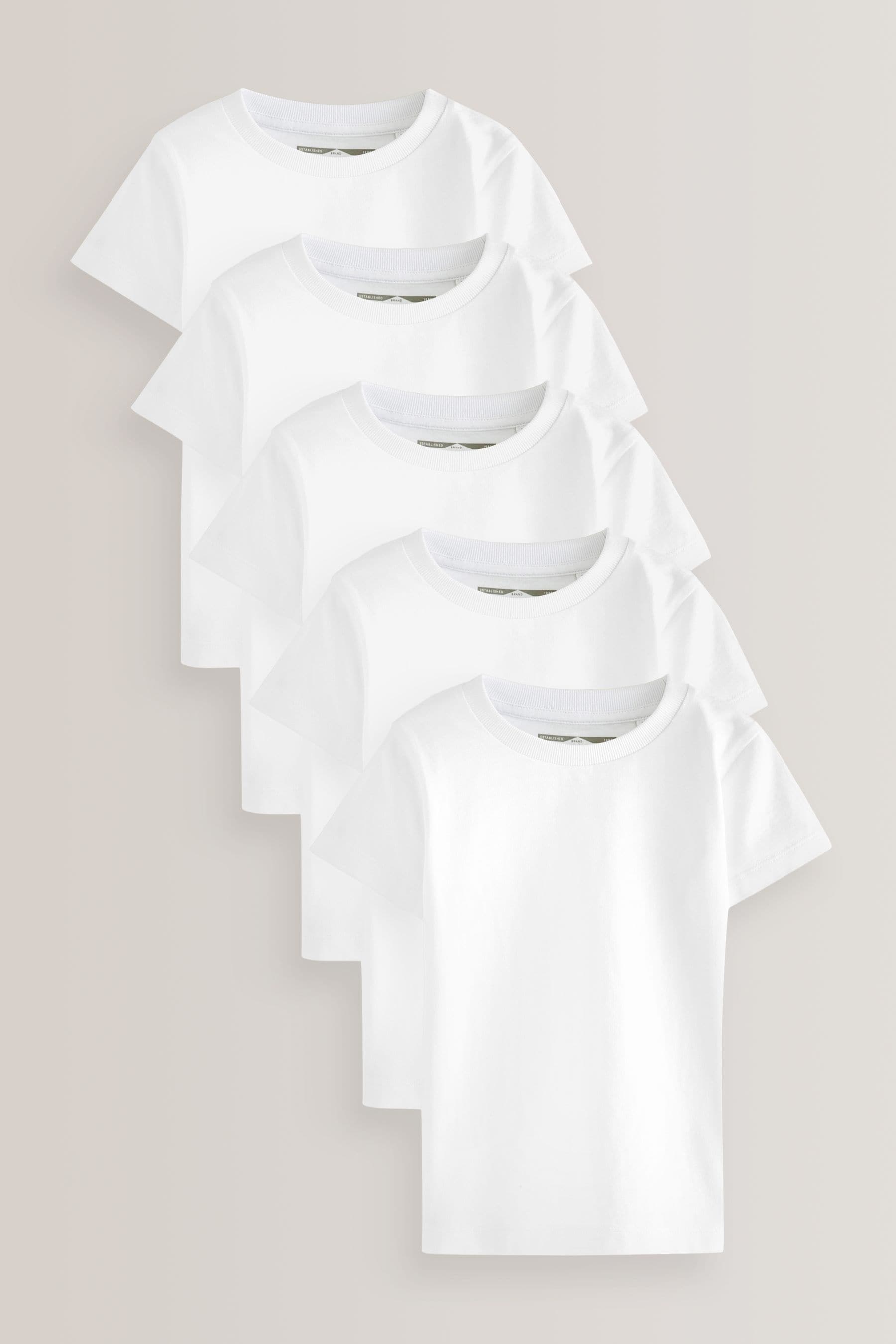 White 5 Pack Short Sleeve T-Shirts (3mths-7yrs)