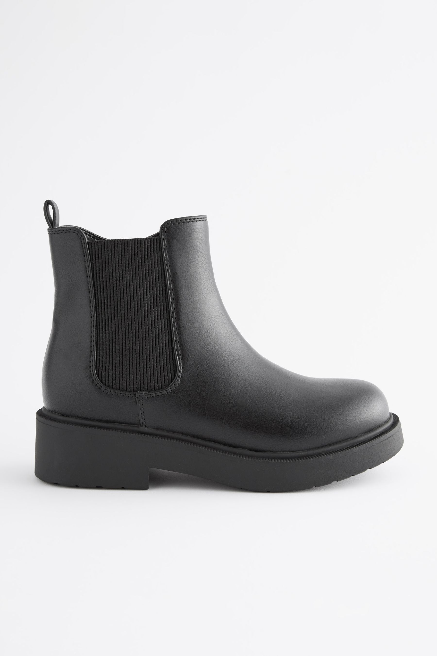 Matt Black Wide Fit (G) Chunky Chelsea Ankle Boots