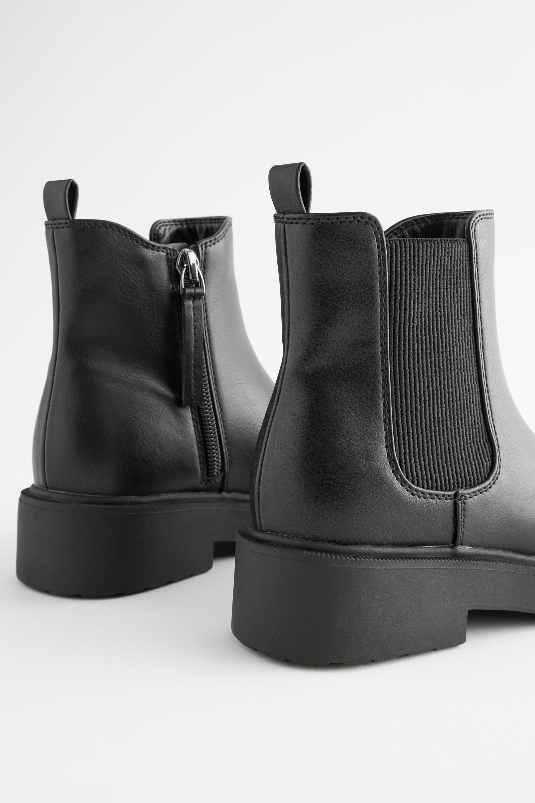 Matt Black Wide Fit (G) Chunky Chelsea Ankle Boots