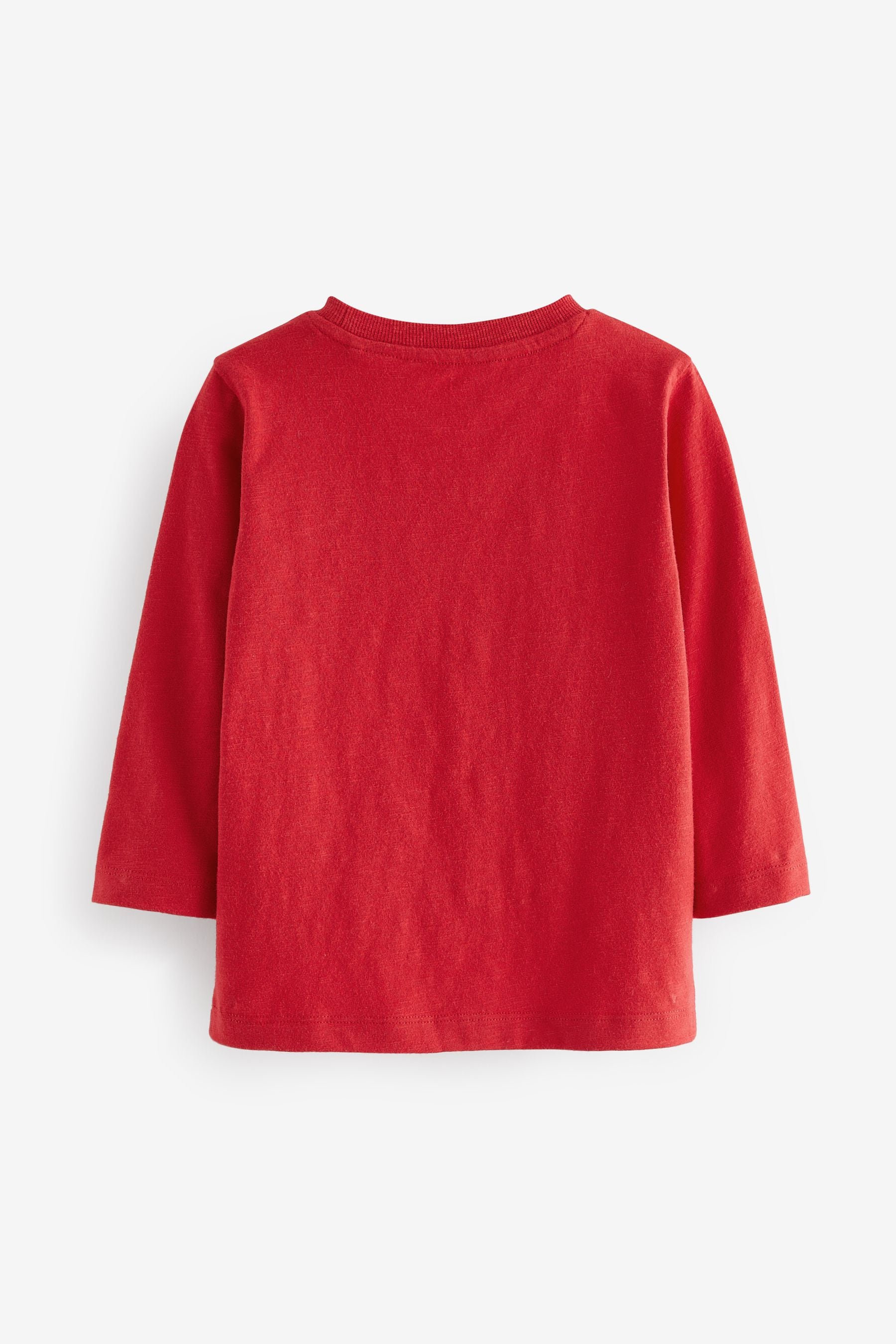 Red 100% Cotton Long Sleeve Plain T-Shirt (3mths-7yrs)