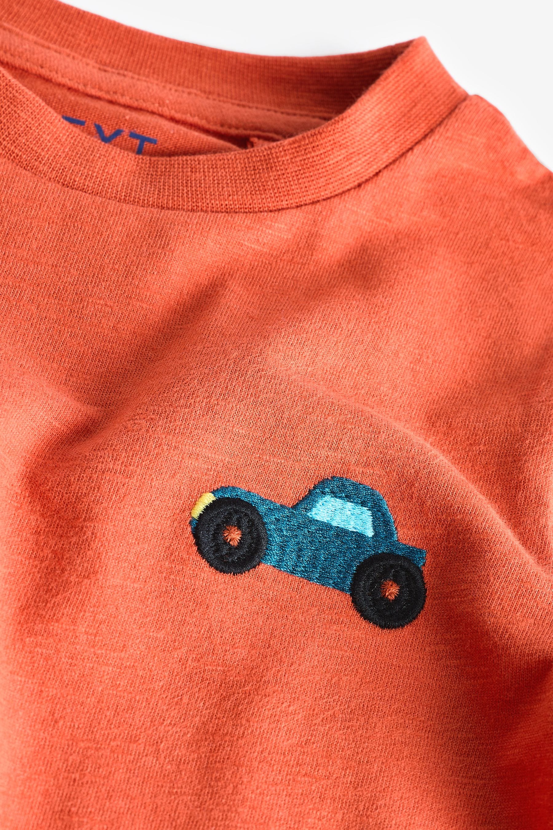 Orange Car Long Sleeve Semi Plain T-Shirt (3mths-7yrs)