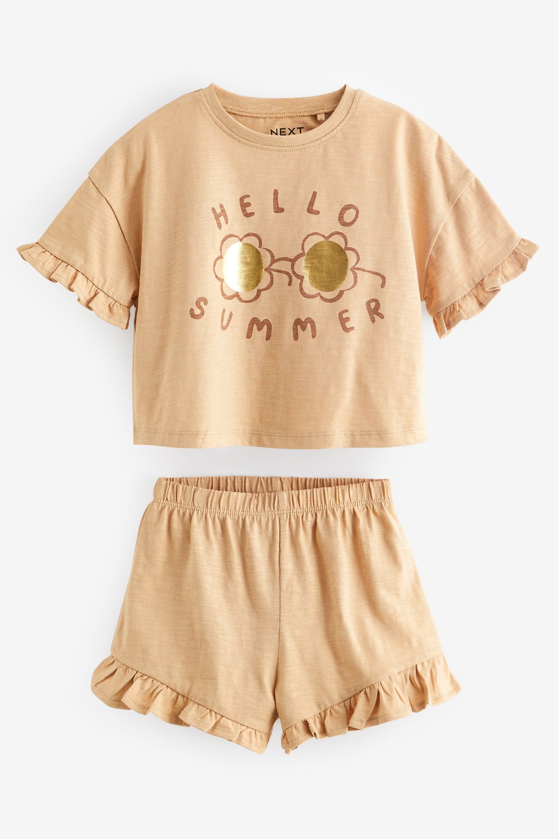 Cream Neutral T-Shirt and Shorts 4 Piece Set (3mths-7yrs)