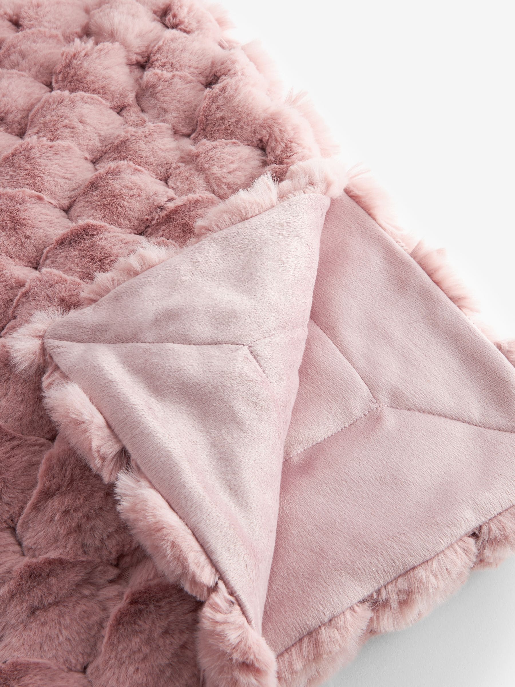 Pink Luna Scalloped Plush Faux Fur Throw